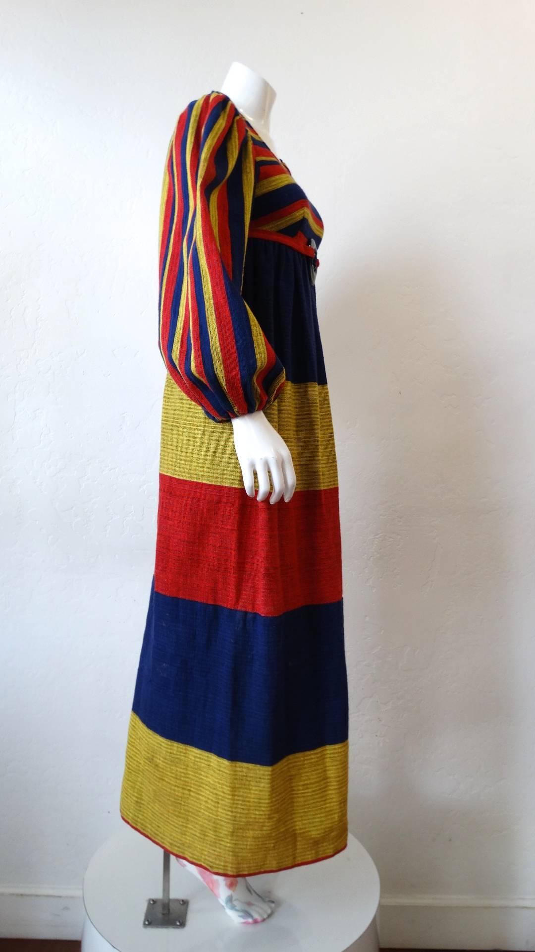 Black 1960s Rikma Primary Color Striped Dress