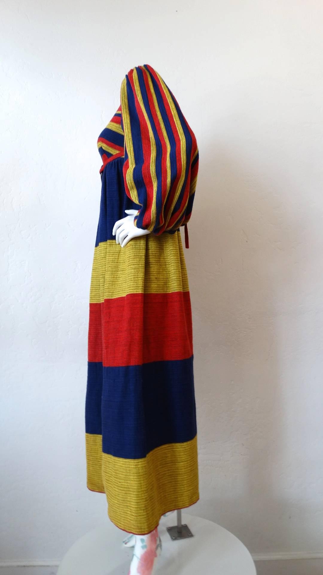 Women's 1960s Rikma Primary Color Striped Dress