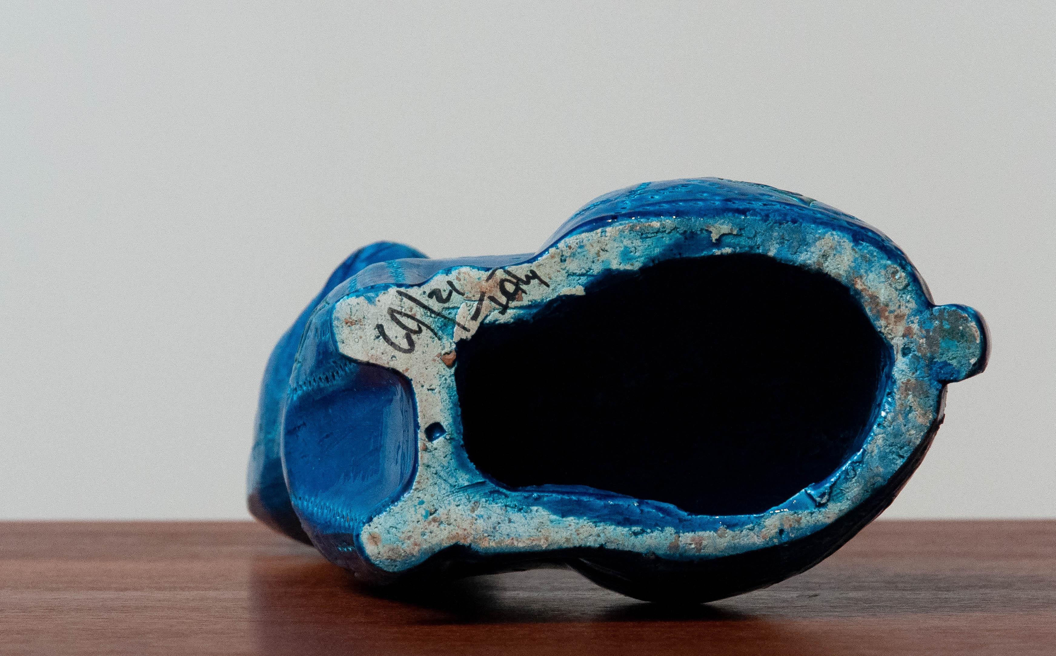 1960's 'Rimini Blue' Ceramic Hand-Made Pussi Cat By Aldo Londi And Bitossi Italy 2