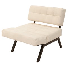 1960's Rito Valla Panchetto Sessel Ottomane Bank Weiß Leder Metall Schwarz
