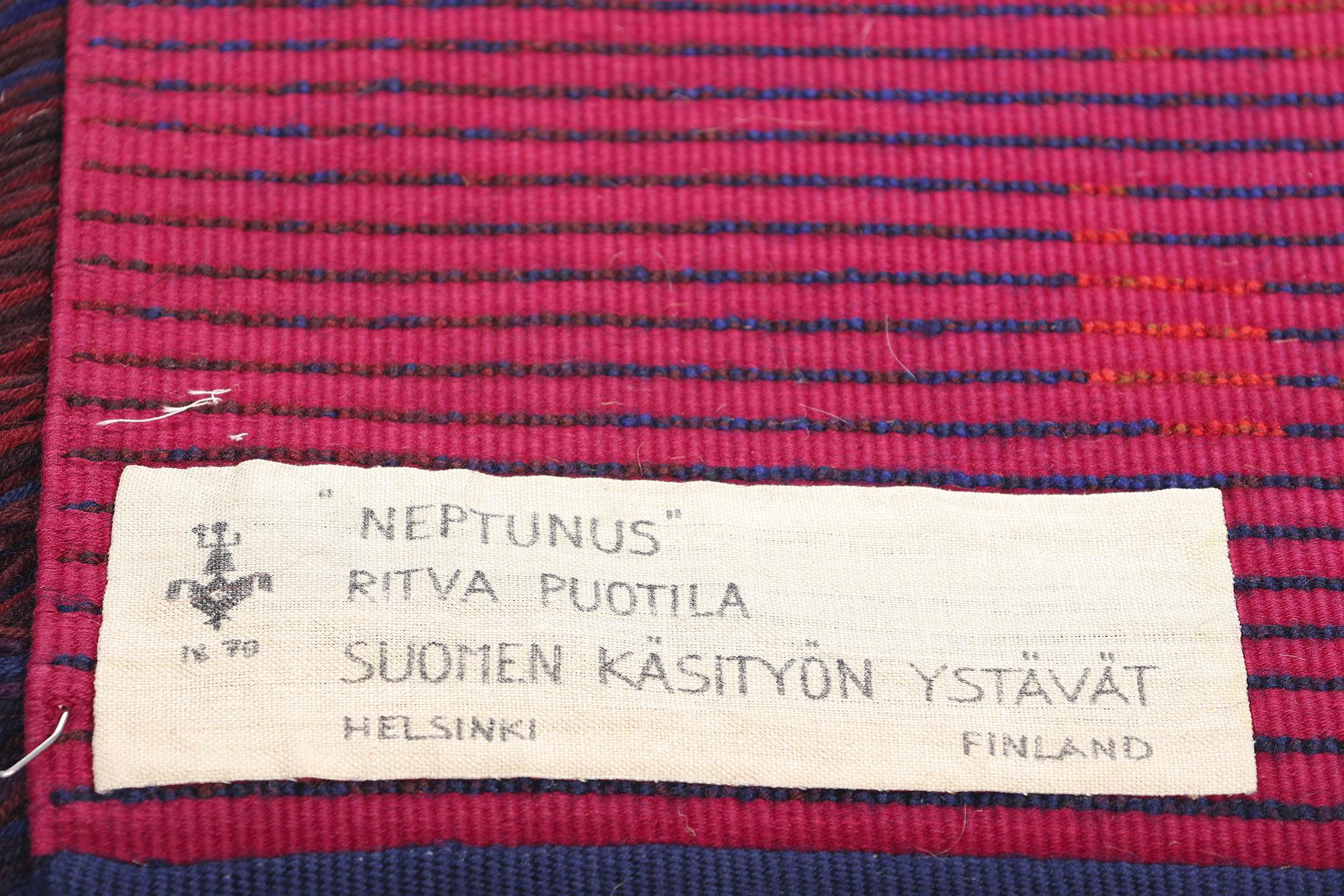 1960's Ritva Puotila Finnish Rya Ryijy Carpet, Neptunas 1968 In Good Condition For Sale In Dallas, TX