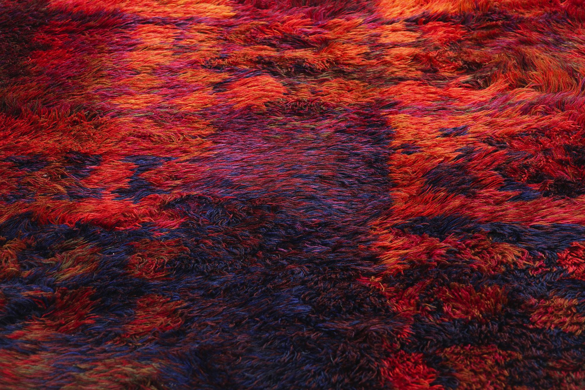 20th Century 1960's Ritva Puotila Finnish Rya Ryijy Carpet, Neptunas 1968 For Sale