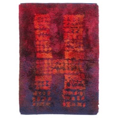 1960's Ritva Puotila Finnish Rya Ryijy Carpet, Neptunas 1968