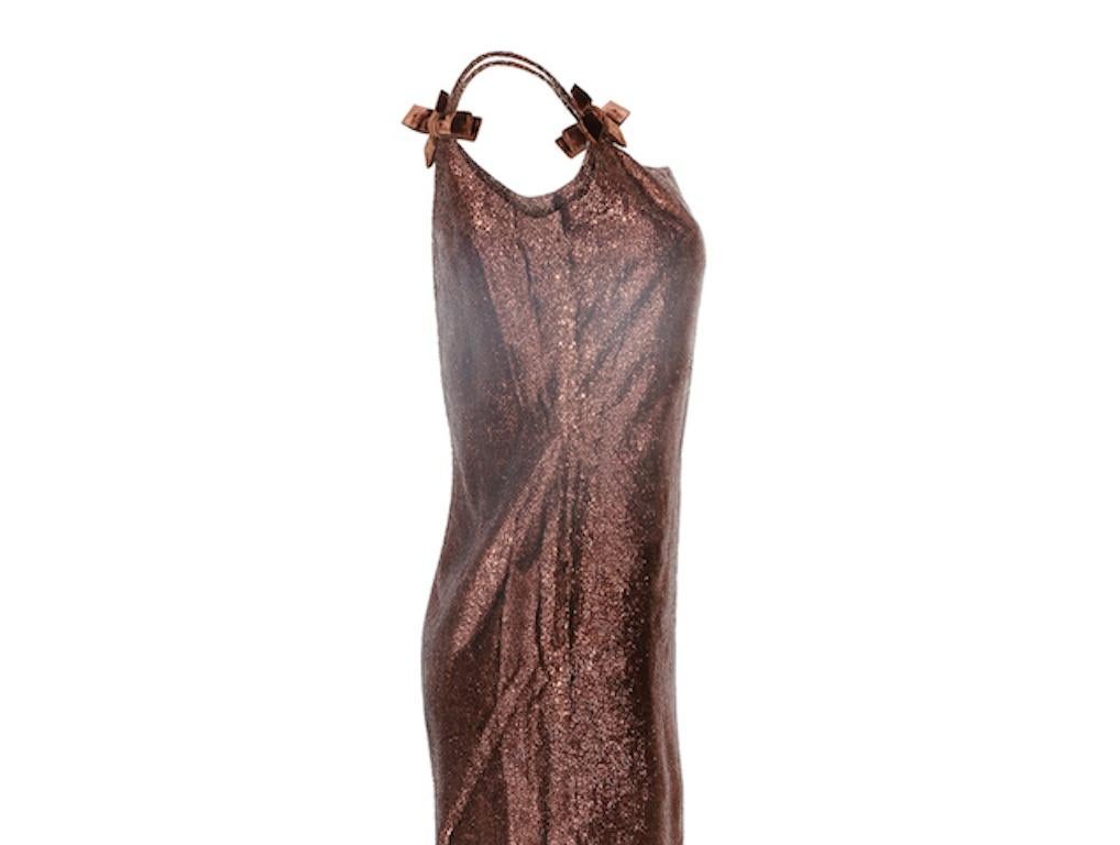 Brown 1960s Robert Dorland Bronze Tinsel Lame Dress
