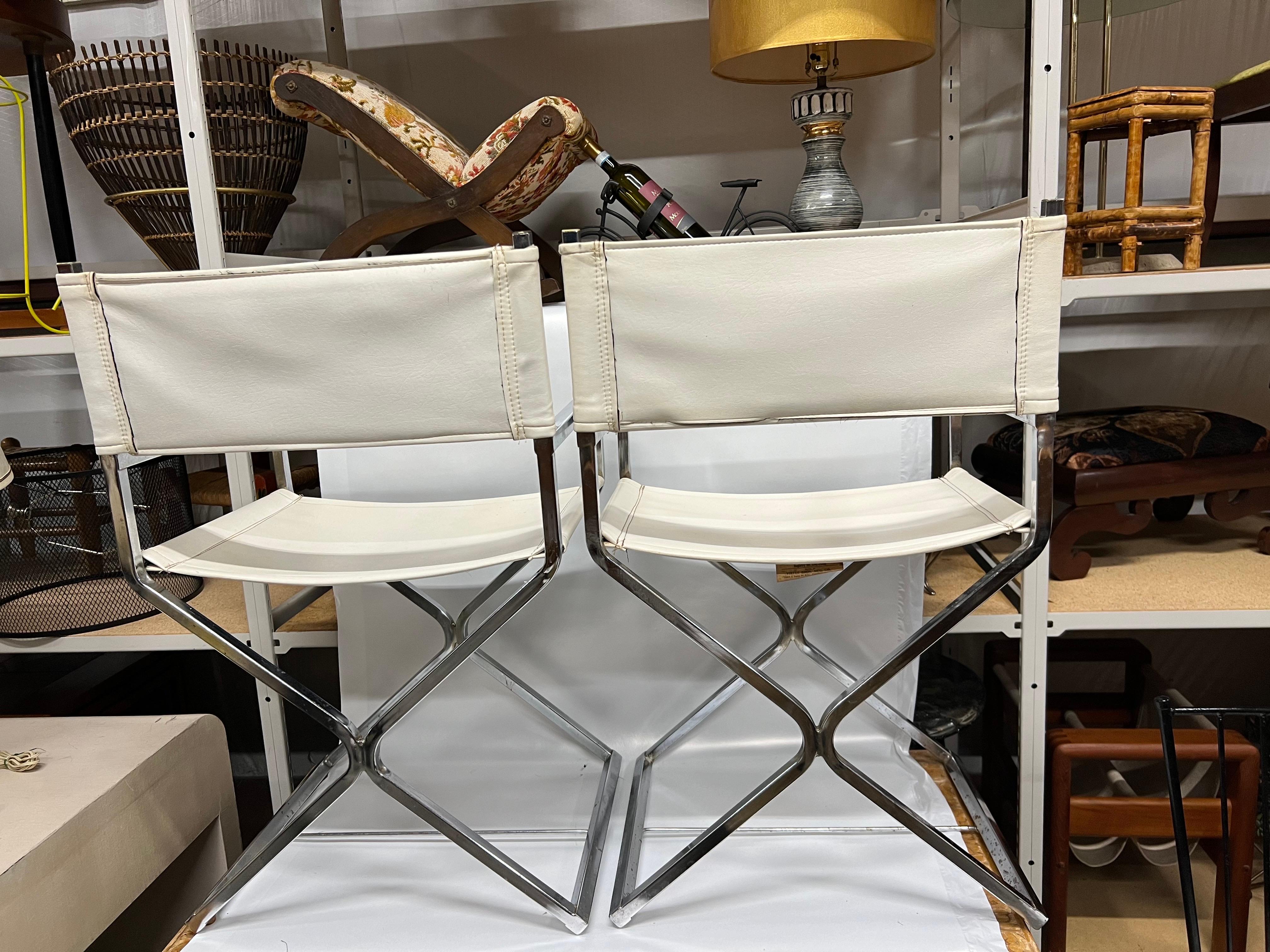 Robert Kjer Jakobsen & Virtue Bros Directors Chairs, Weiß Chrom, 1960er Jahre im Angebot 3