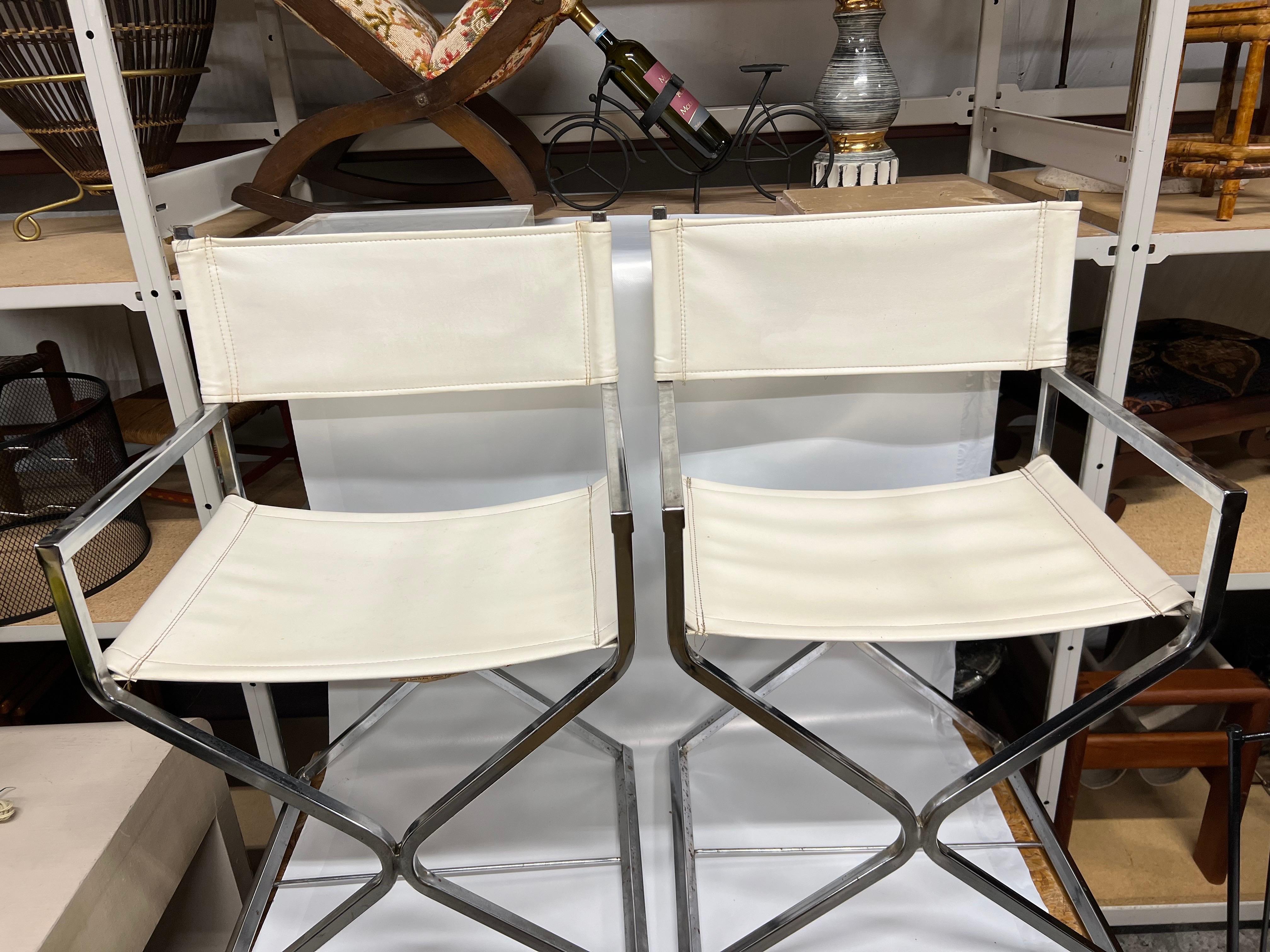 Robert Kjer Jakobsen & Virtue Bros Directors Chairs, Weiß Chrom, 1960er Jahre (Directoire) im Angebot