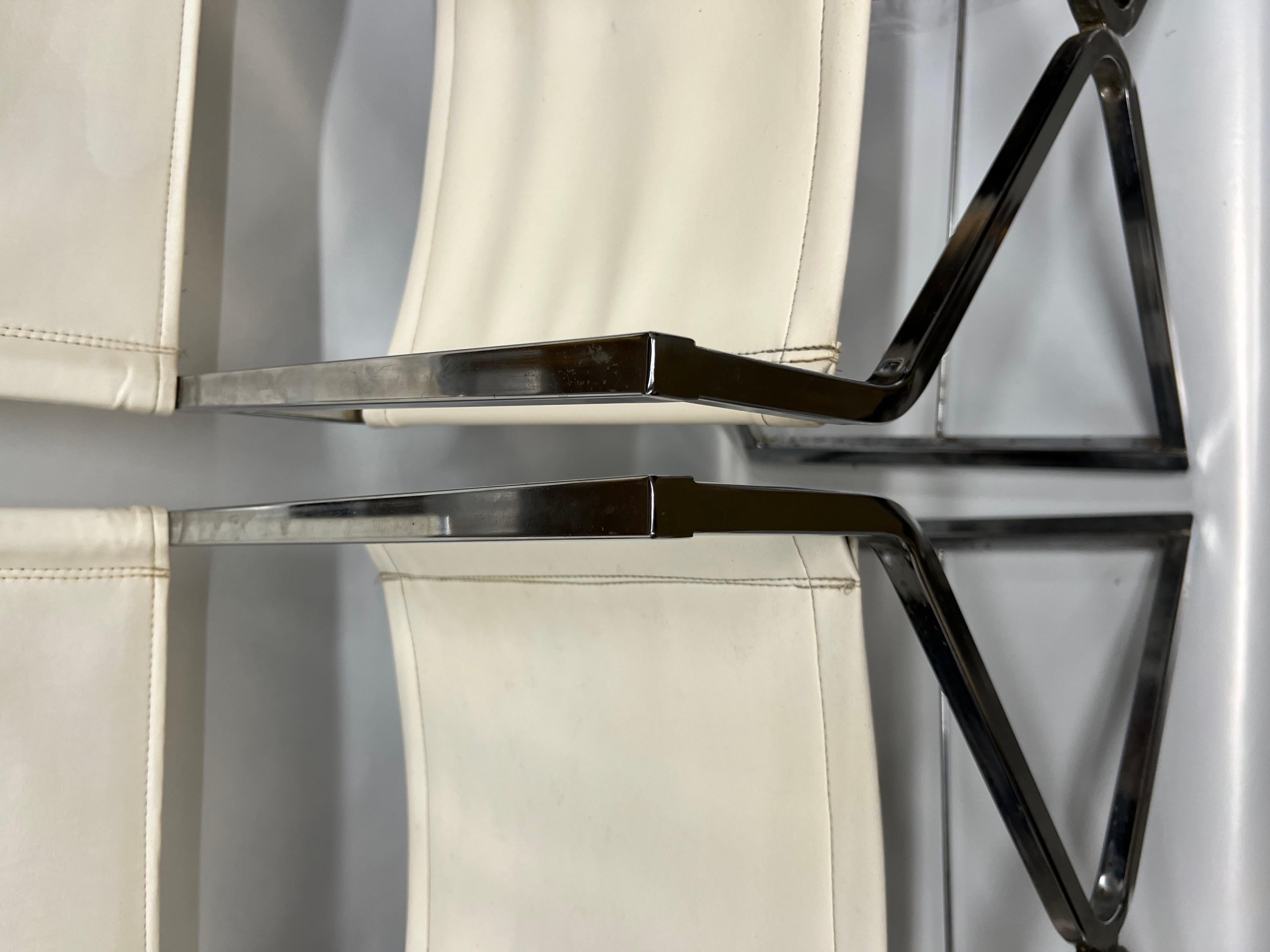 Robert Kjer Jakobsen & Virtue Bros Directors Chairs, Weiß Chrom, 1960er Jahre (Leder) im Angebot