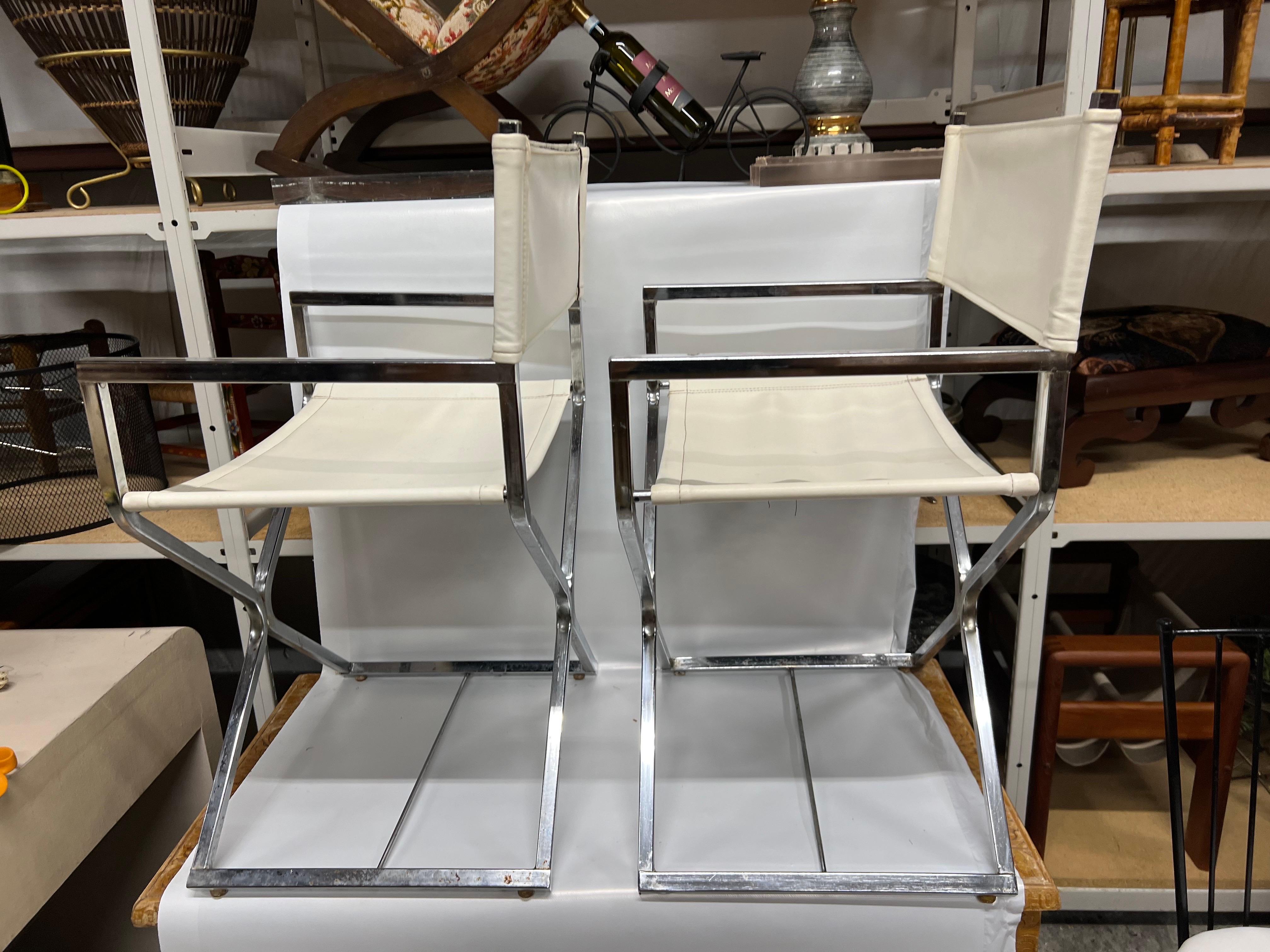 Robert Kjer Jakobsen & Virtue Bros Directors Chairs, Weiß Chrom, 1960er Jahre im Angebot 1