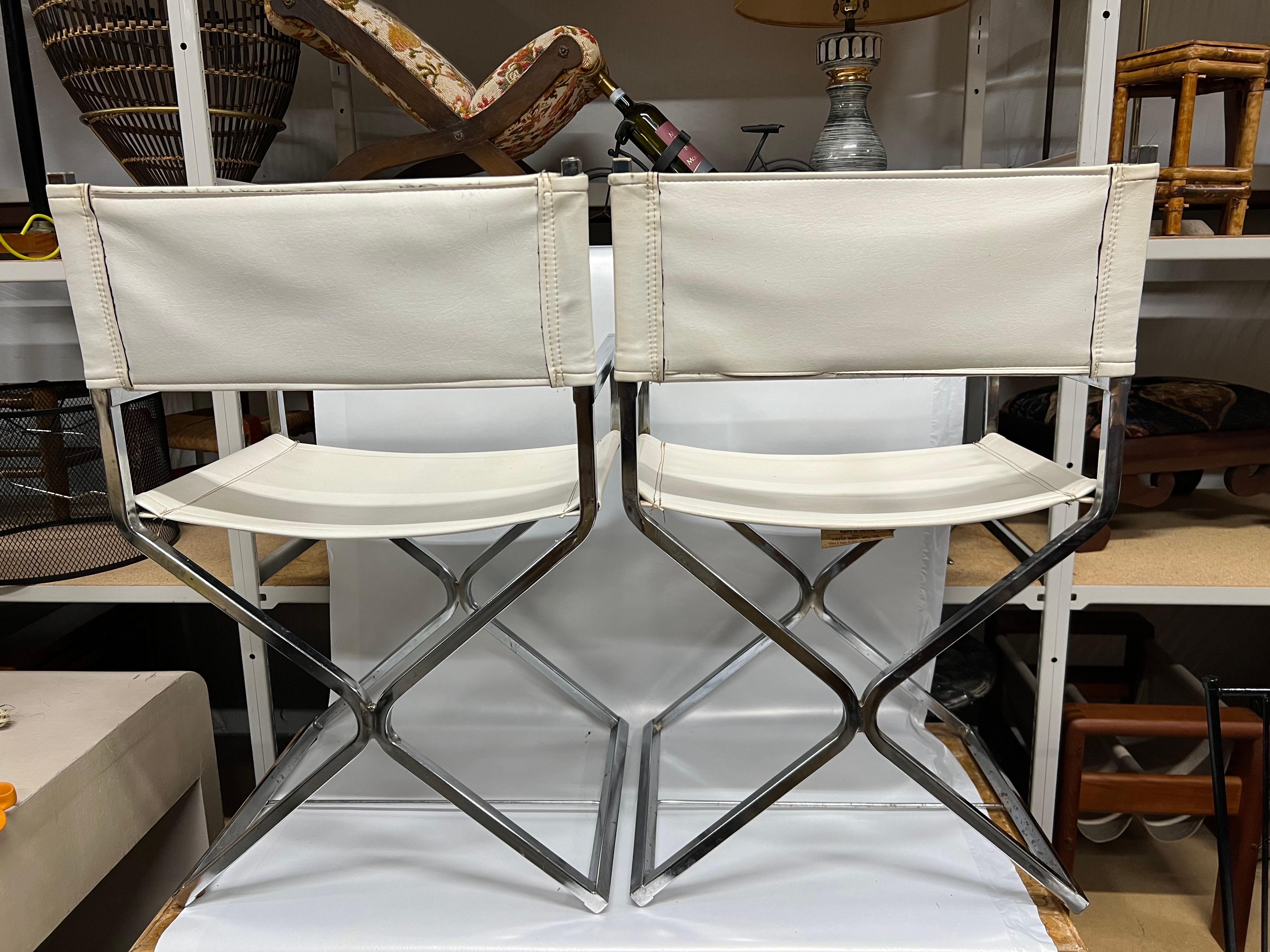 Robert Kjer Jakobsen & Virtue Bros Directors Chairs, Weiß Chrom, 1960er Jahre im Angebot 2
