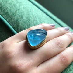 1960s Roberto & Haroldo Burle Marx, Forma Livre Carved Aquamarine and Gold Ring