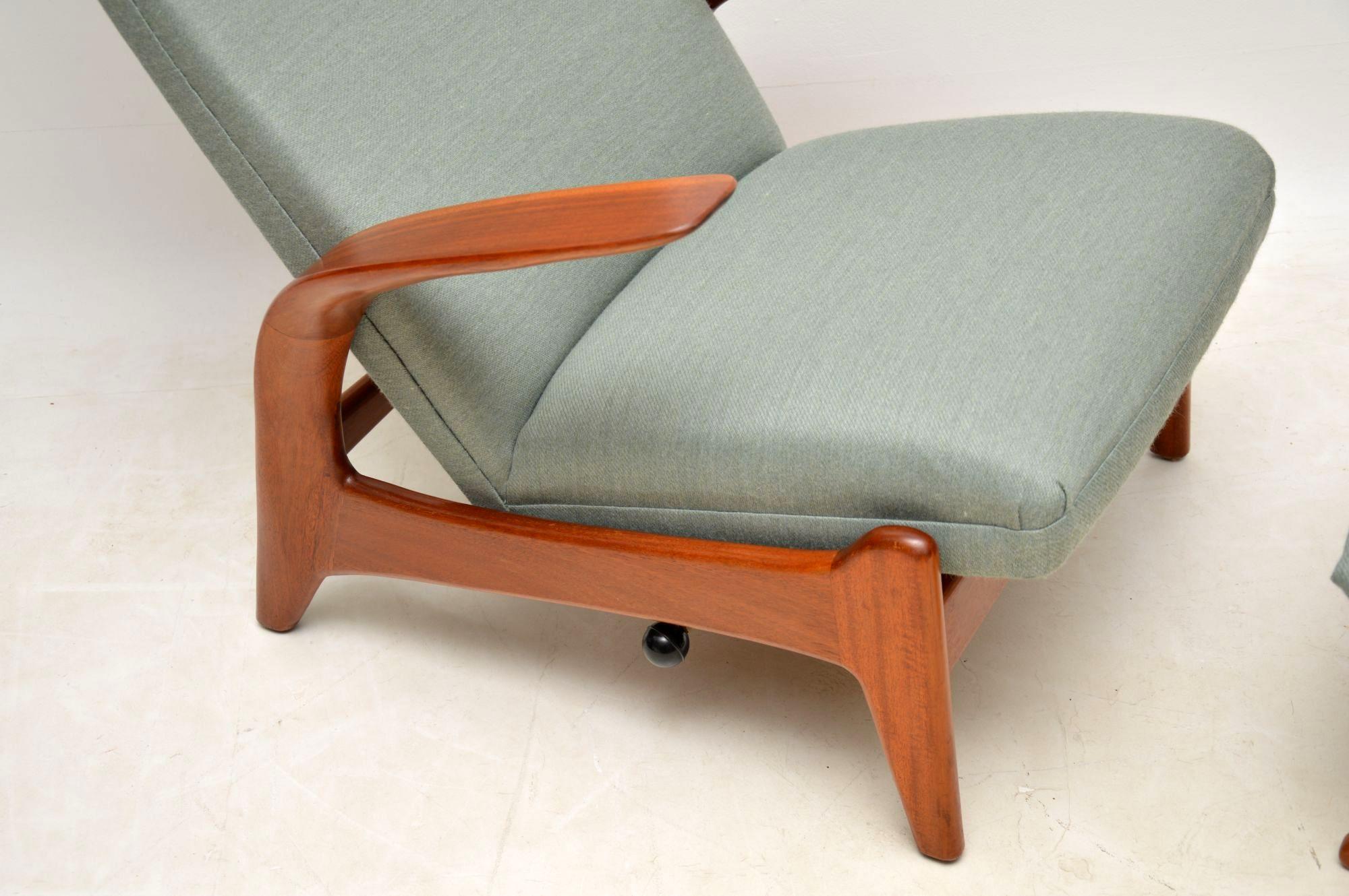 Mid-Century Modern 1960s Rock ‘n’ Rest Armchair and Stool by Rastad & Relling