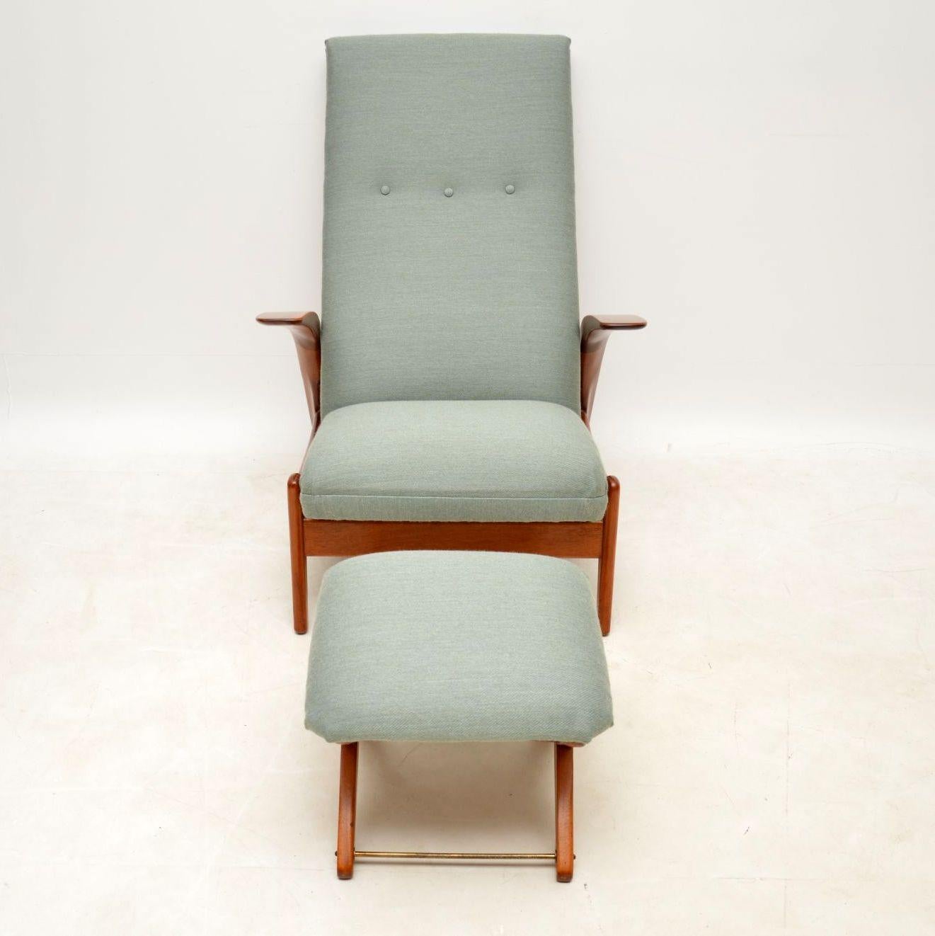 Norwegian 1960s Rock ‘n’ Rest Armchair and Stool by Rastad & Relling
