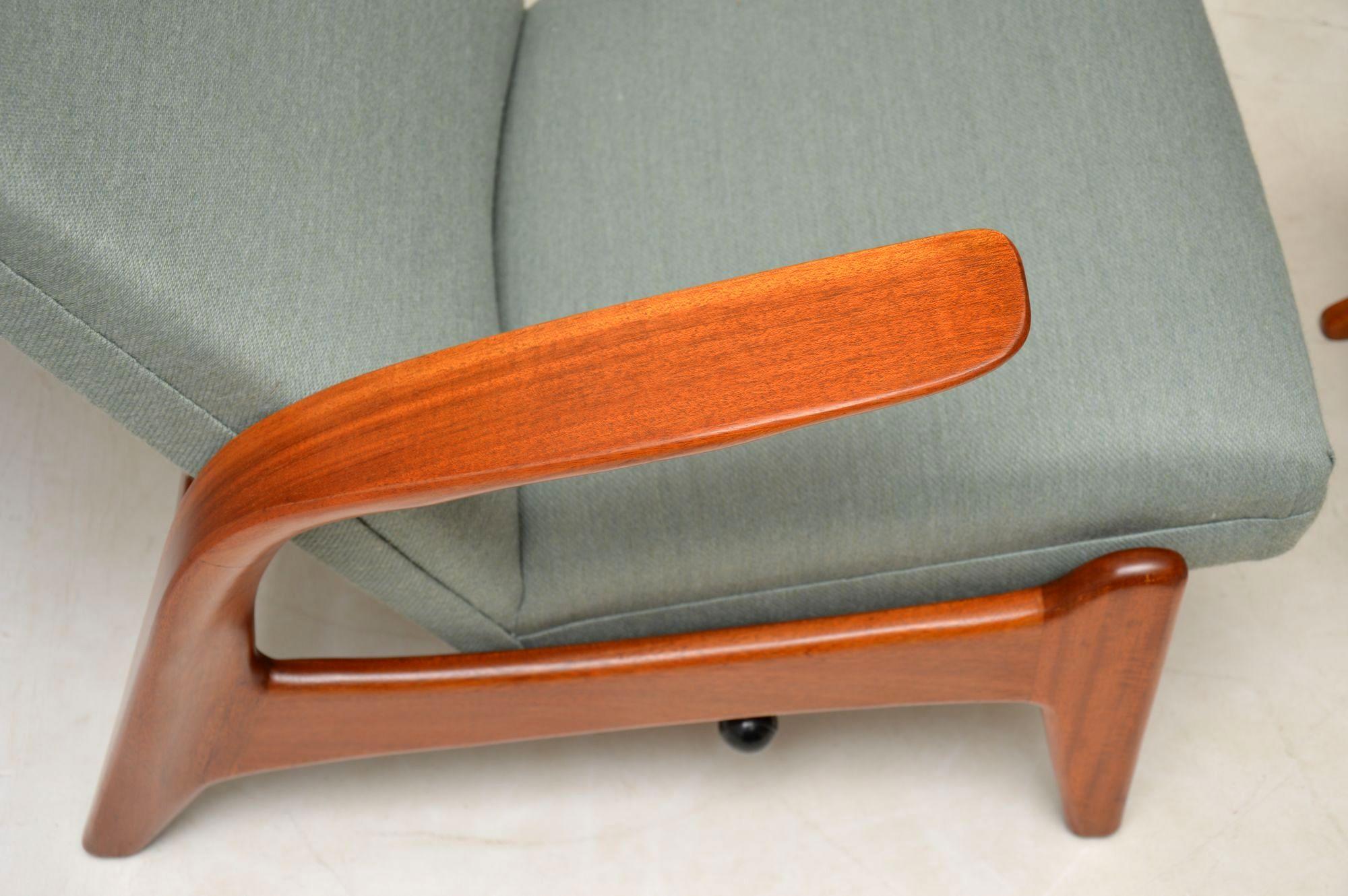 Mid-20th Century 1960s Rock ‘n’ Rest Armchair and Stool by Rastad & Relling