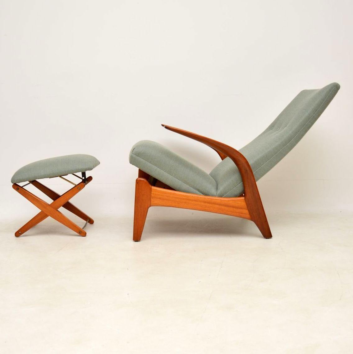 1960s Rock ‘n’ Rest Armchair and Stool by Rastad & Relling 1