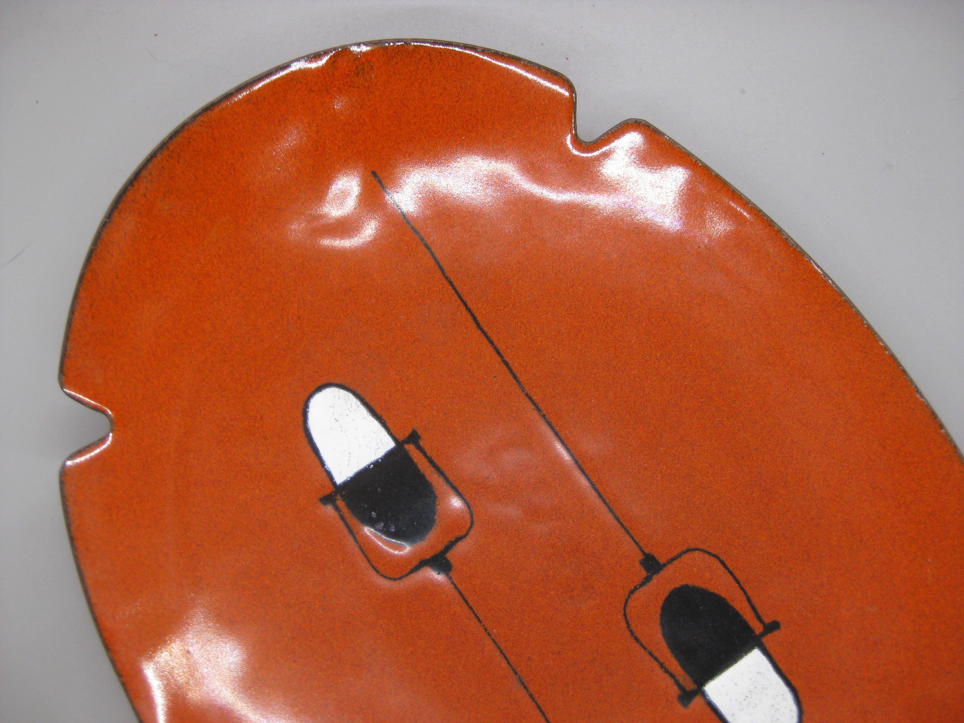 1960's Rock & Roll Music Microphone Enamel over Copper Abstract Dish Ashtray For Sale 4