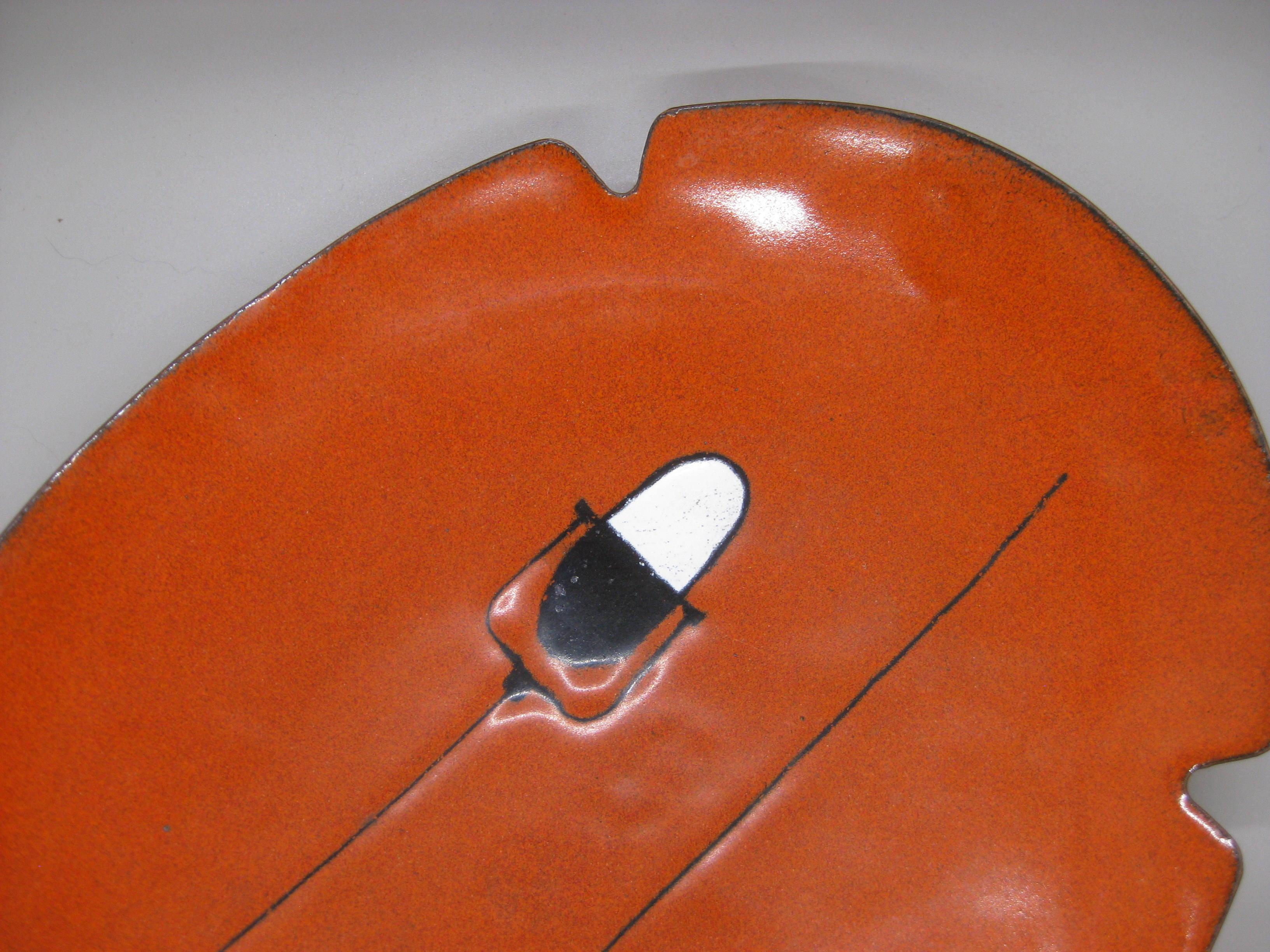 20th Century 1960's Rock & Roll Music Microphone Enamel over Copper Abstract Dish Ashtray For Sale