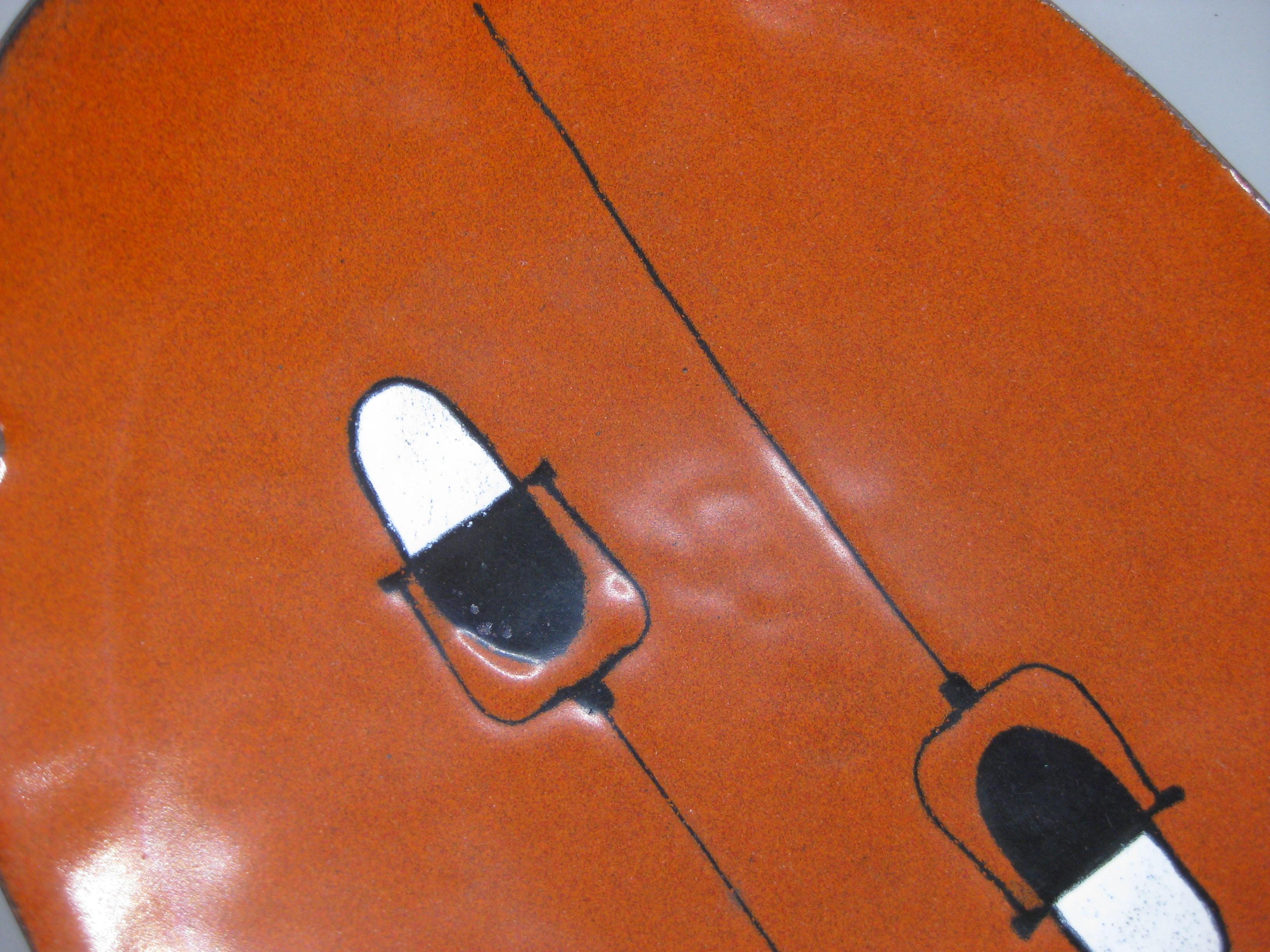 1960's Rock & Roll Music Microphone Enamel over Copper Abstract Dish Ashtray For Sale 3
