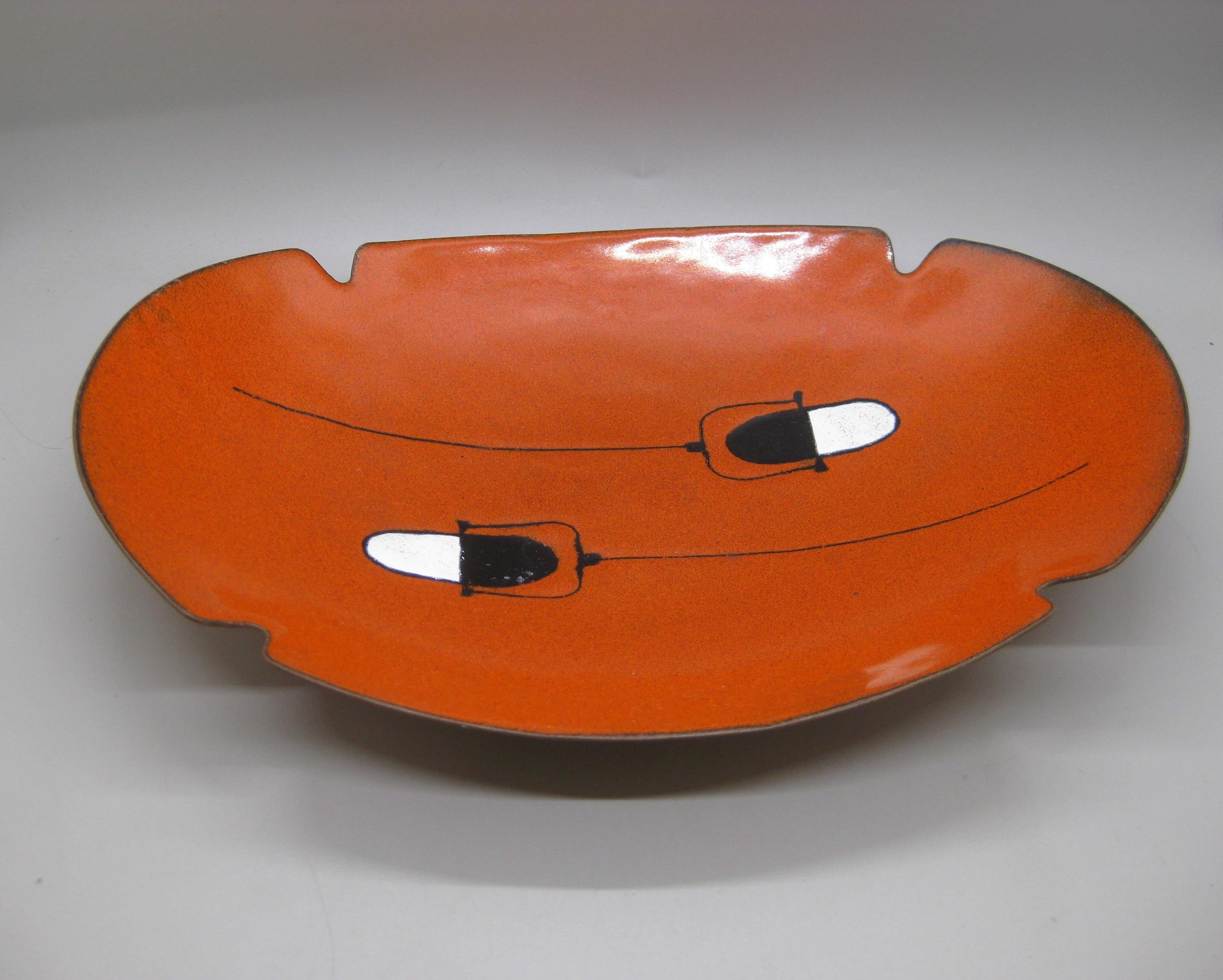 1960's Rock & Roll Music Microphone Enamel over Copper Abstract Dish Ashtray For Sale