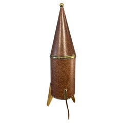 distributeur de cigarettes 'rocket' des années 1960 en laiton et cuir par Brevettato
