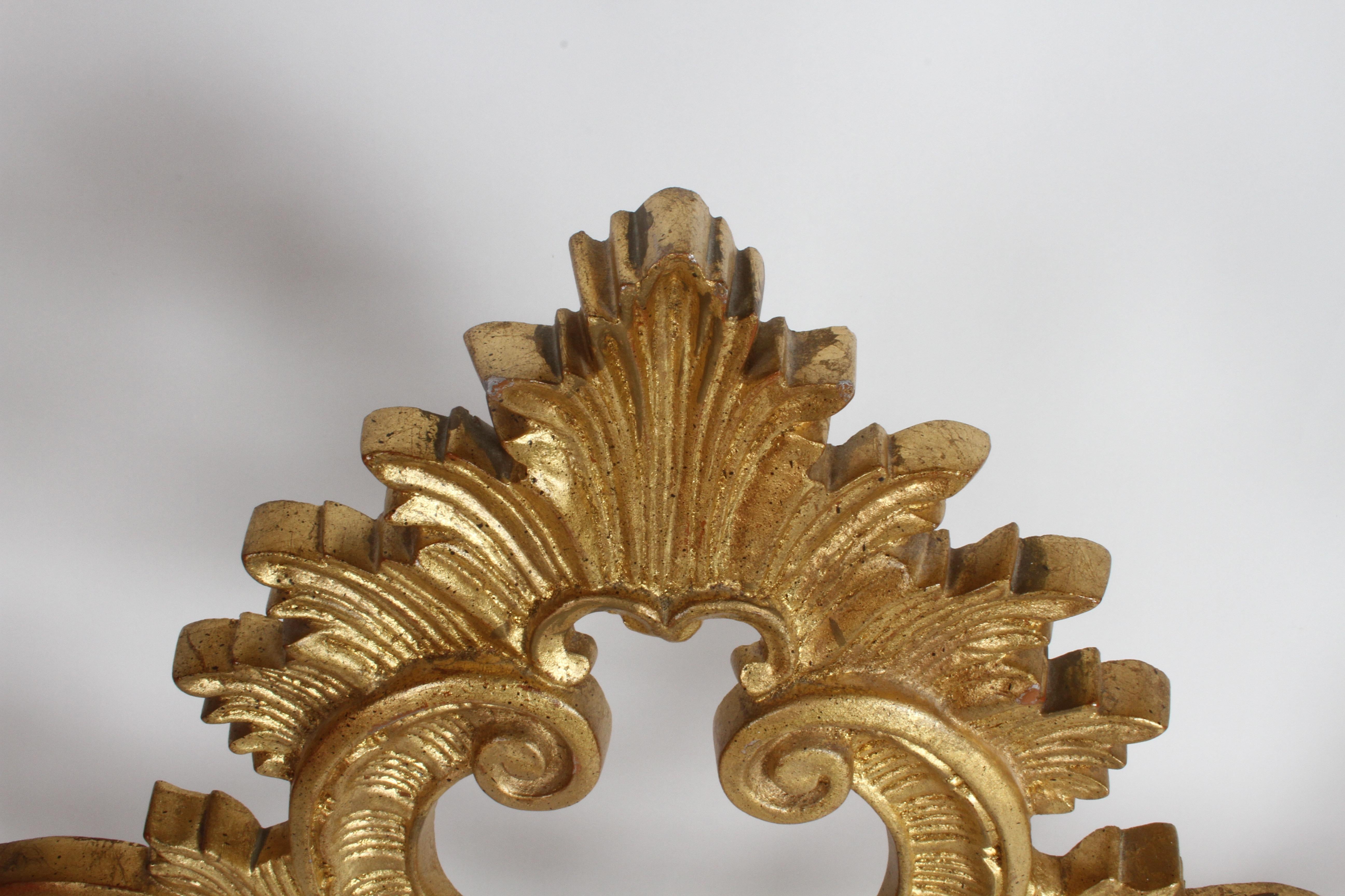 Hollywood Regency 1960s Rococo Style Italian Gold Gilt Metal King Headboard