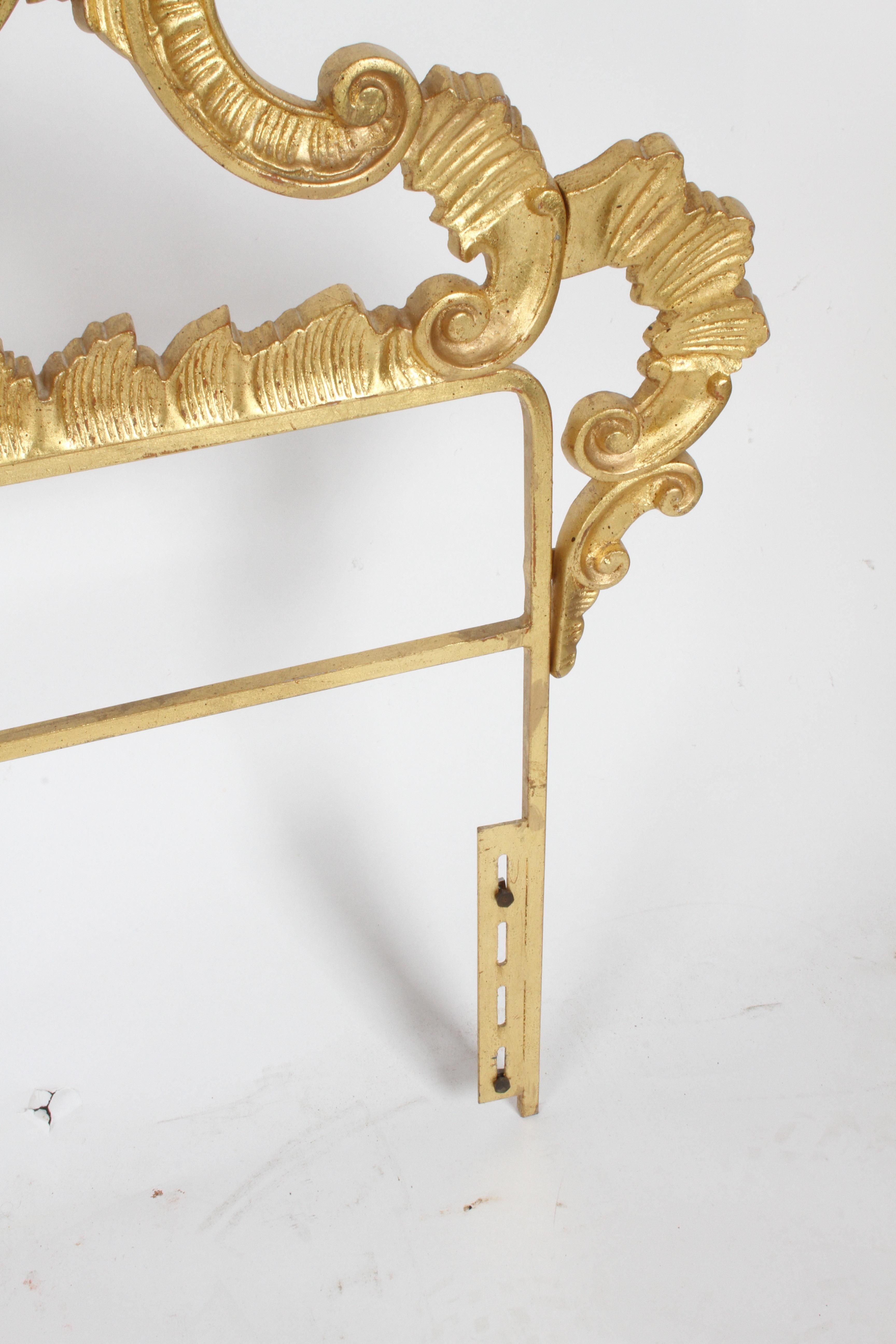 1960s Rococo Style Italian Gold Gilt Metal King Headboard In Good Condition In St. Louis, MO