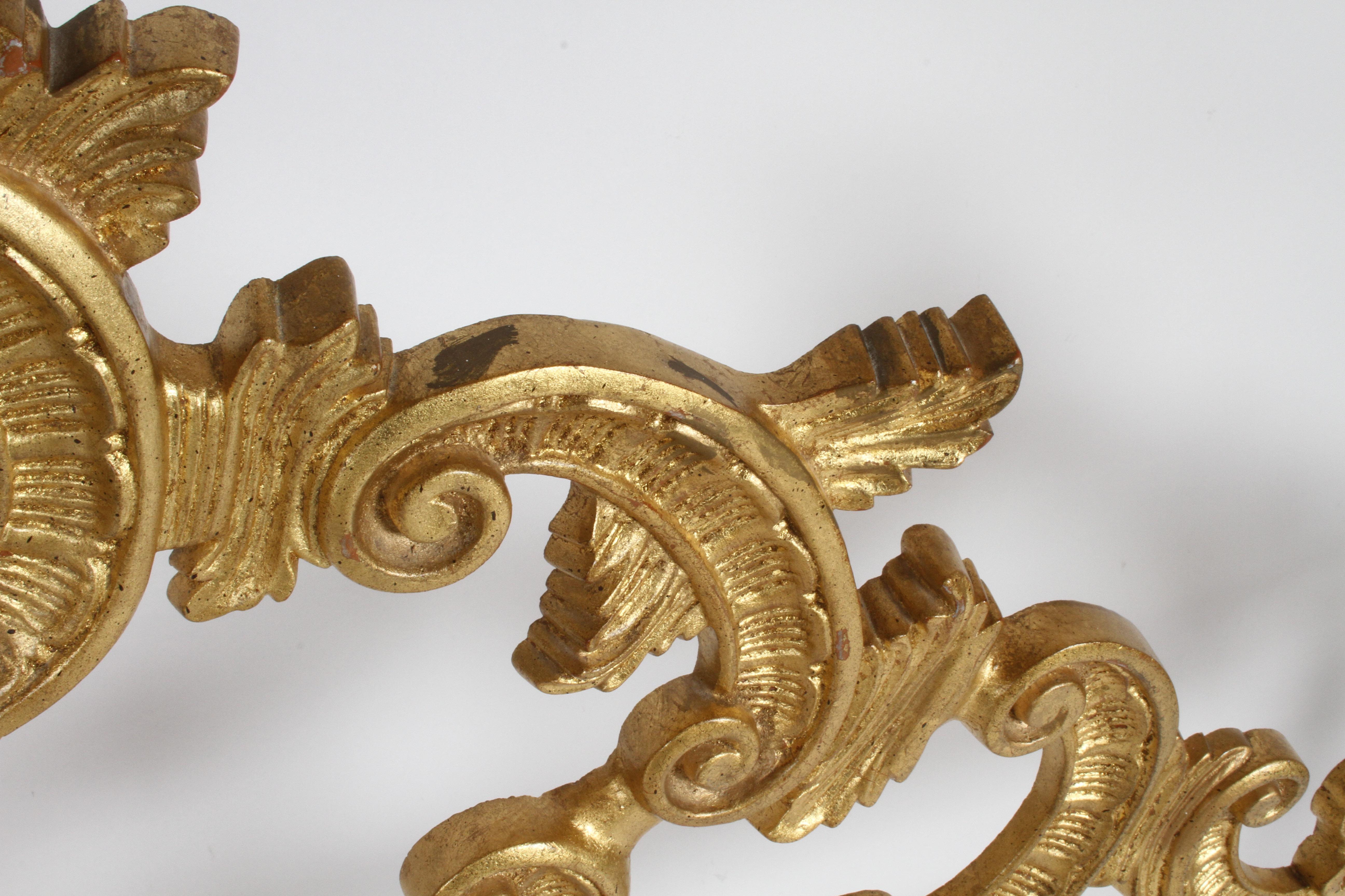 Mid-20th Century 1960s Rococo Style Italian Gold Gilt Metal King Headboard