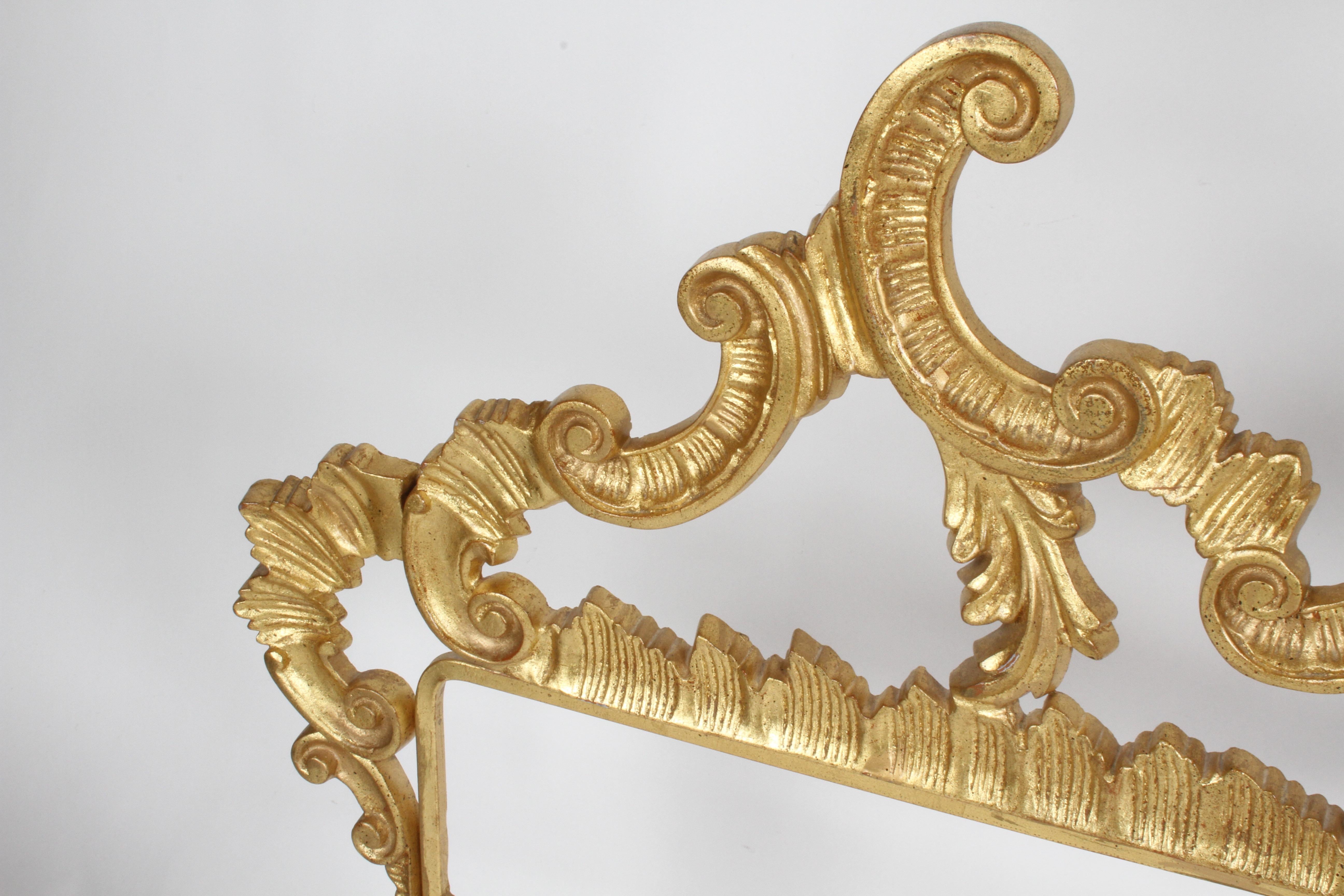 1960s Rococo Style Italian Gold Gilt Metal King Headboard 1
