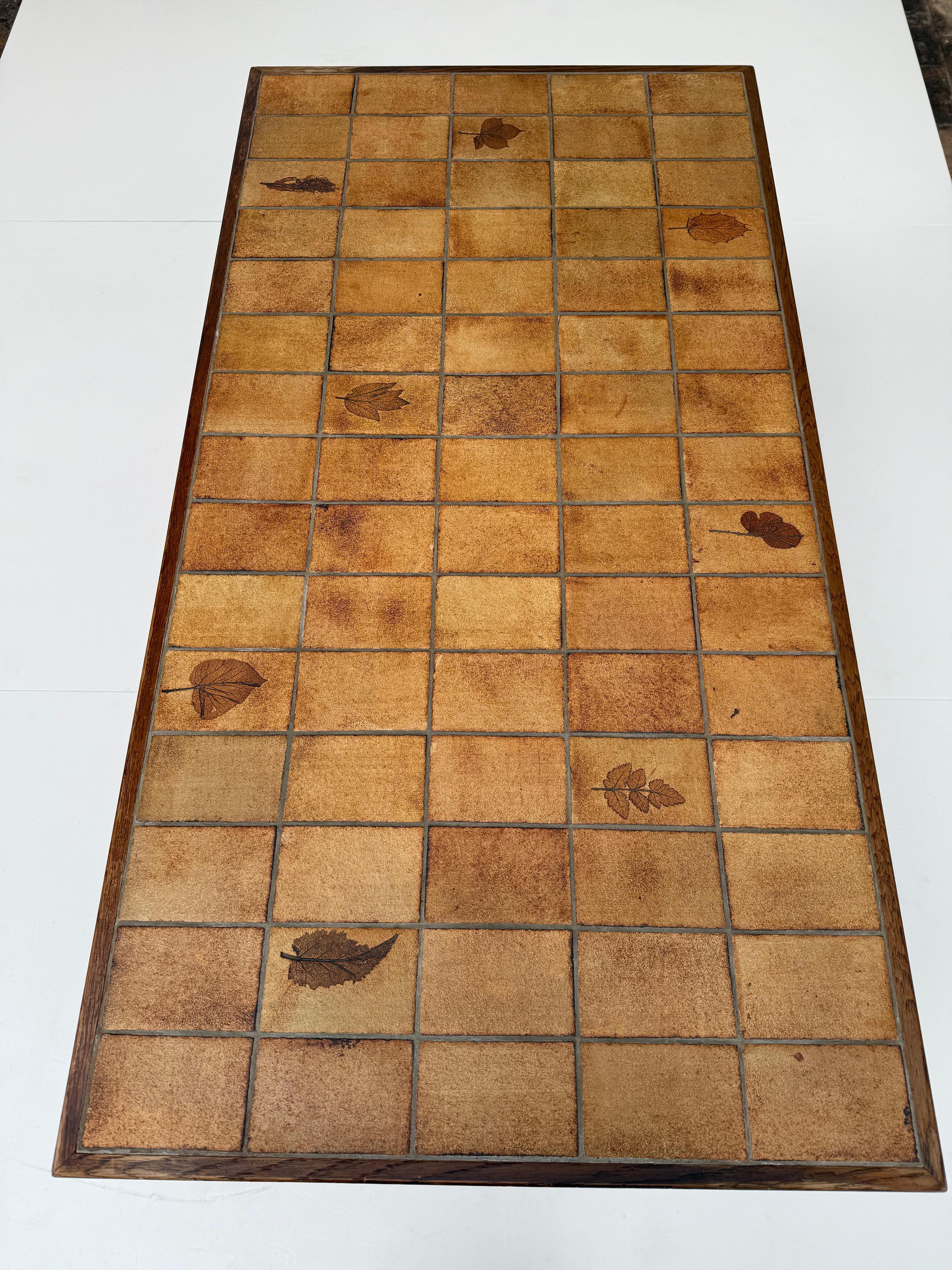 1960's Roger Capron Vallauris Ceramic Tiles & Oak Brutalist Table/Desk France For Sale 4