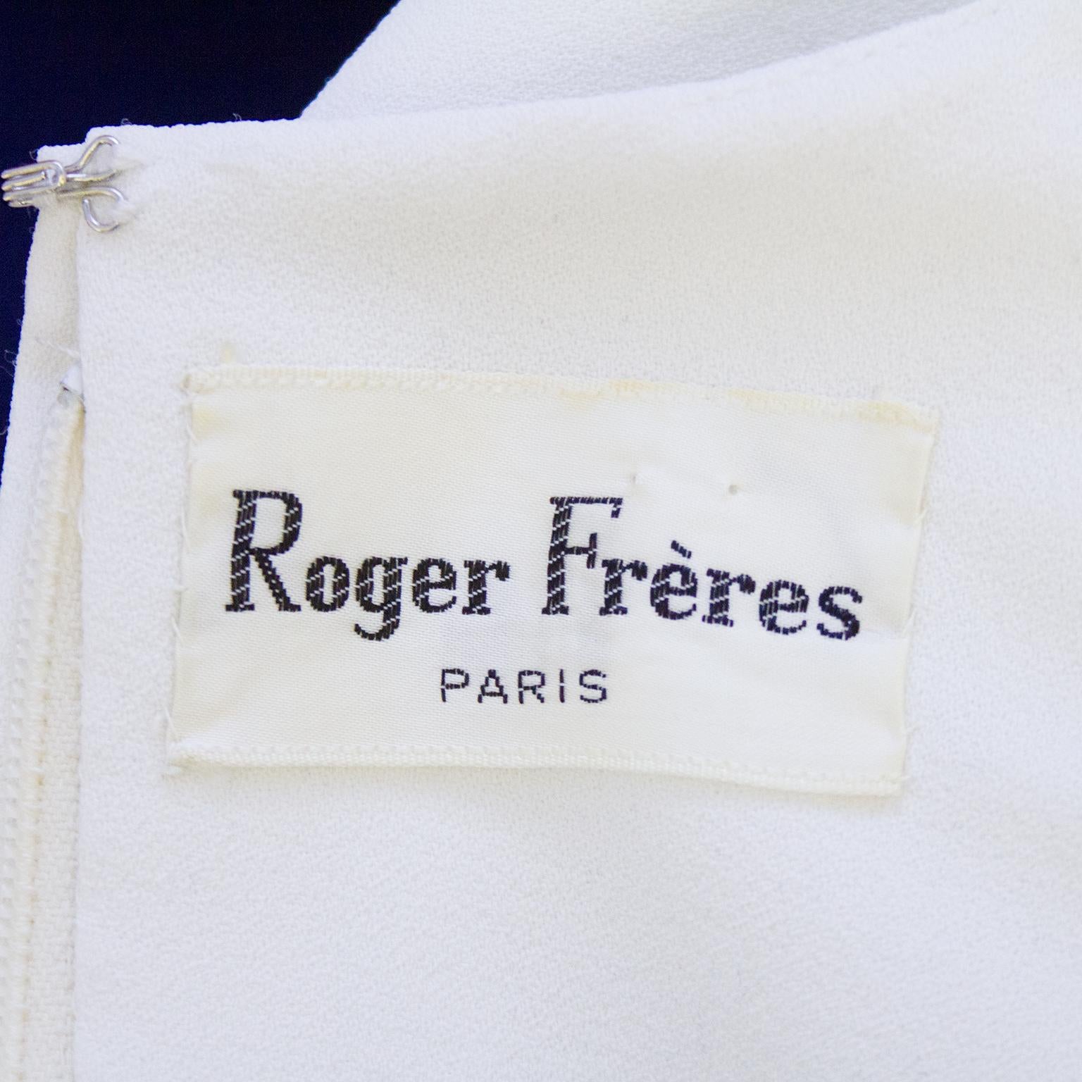1960s Roger Frères Blue and White Culotte Ensemble For Sale 2