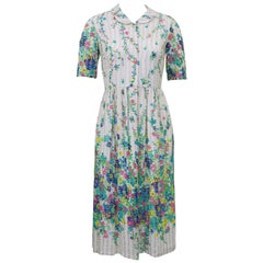 Vintage 1960s Roger Frères Floral Chiffon Shirtwaist Dress