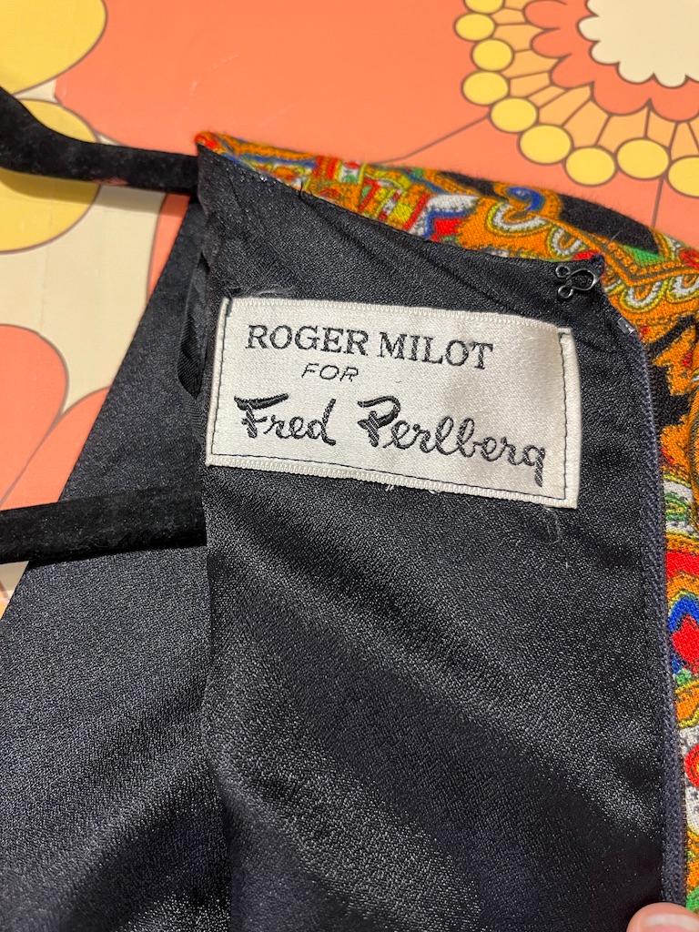 Robe à motif cachemire Roger Milot pour Fred Perlberg, années 1960 8