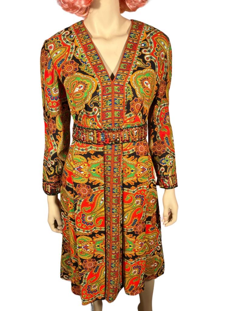 Robe à motif cachemire Roger Milot pour Fred Perlberg, années 1960 Bon état à Greenport, NY