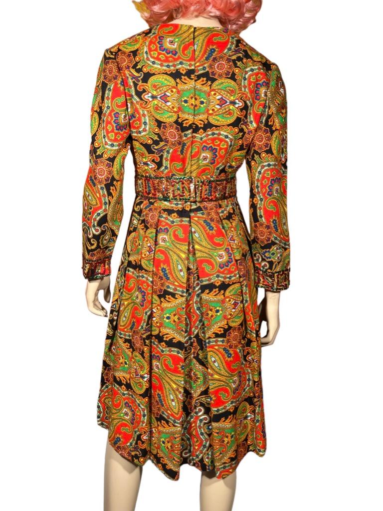 1960’s Roger Milot for Fred Perlberg Paisley Dress In Good Condition In Greenport, NY