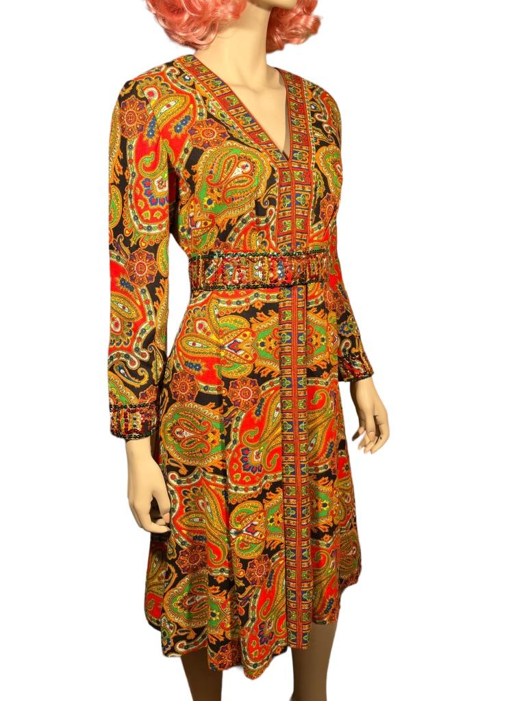 Women's or Men's 1960’s Roger Milot for Fred Perlberg Paisley Dress