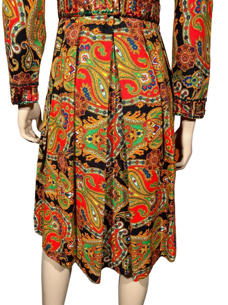 Robe à motif cachemire Roger Milot pour Fred Perlberg, années 1960 4