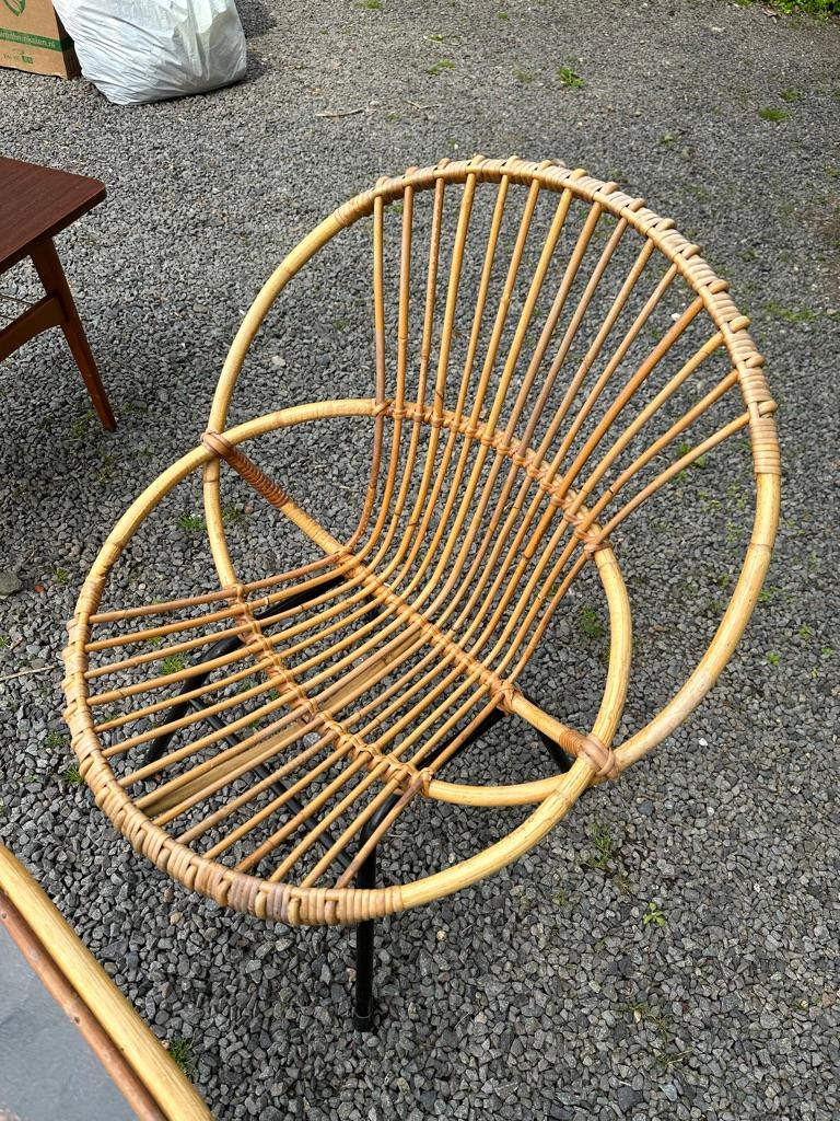 1960s Rohé Noordwolde Dutch Patio/Glashouse Set, 2 Rattan Chairs and Table For Sale 8