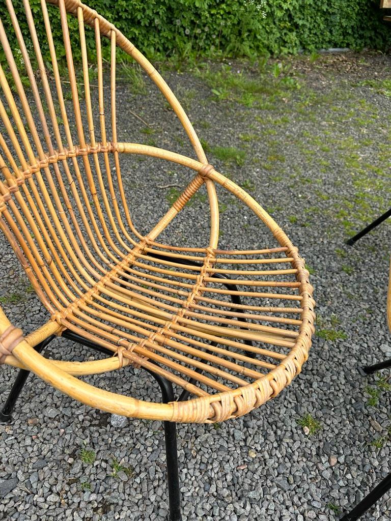 1960s Rohé Noordwolde Dutch Patio/Glashouse Set, 2 Rattan Chairs and Table For Sale 10