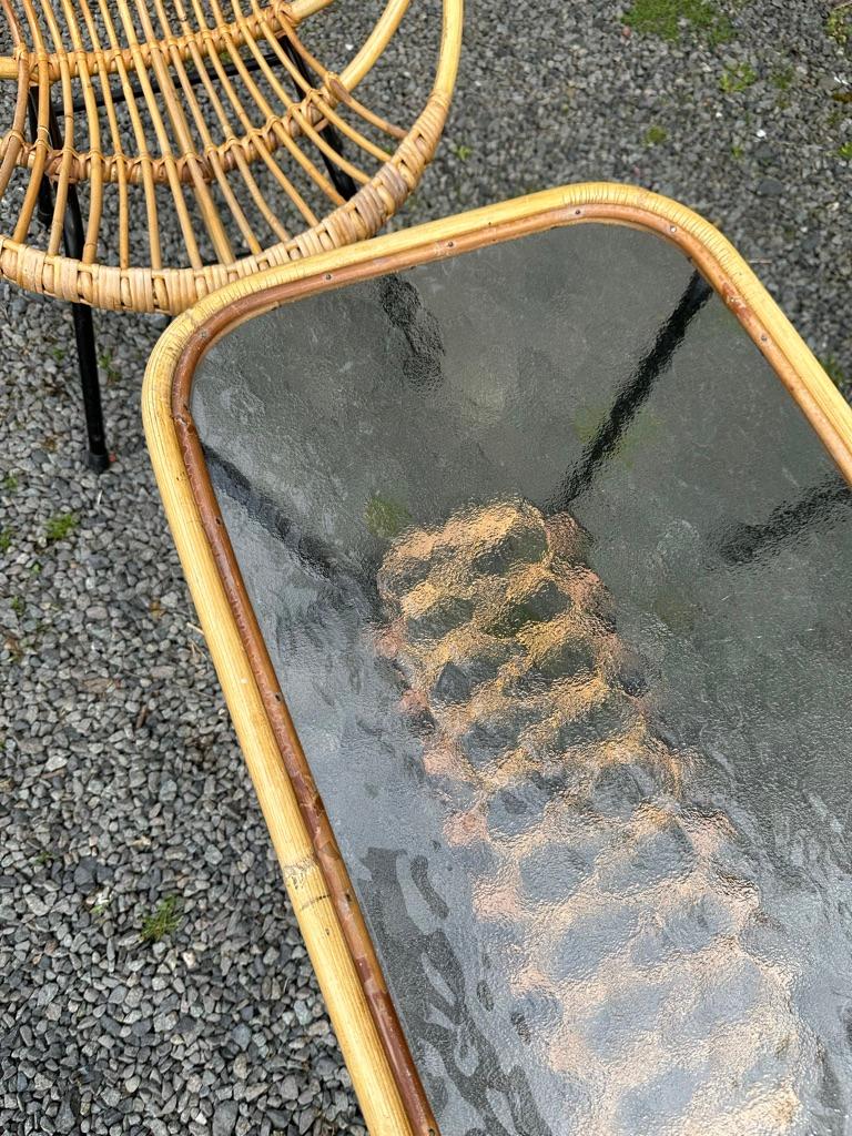 Steel 1960s Rohé Noordwolde Dutch Patio/Glashouse Set, 2 Rattan Chairs and Table For Sale
