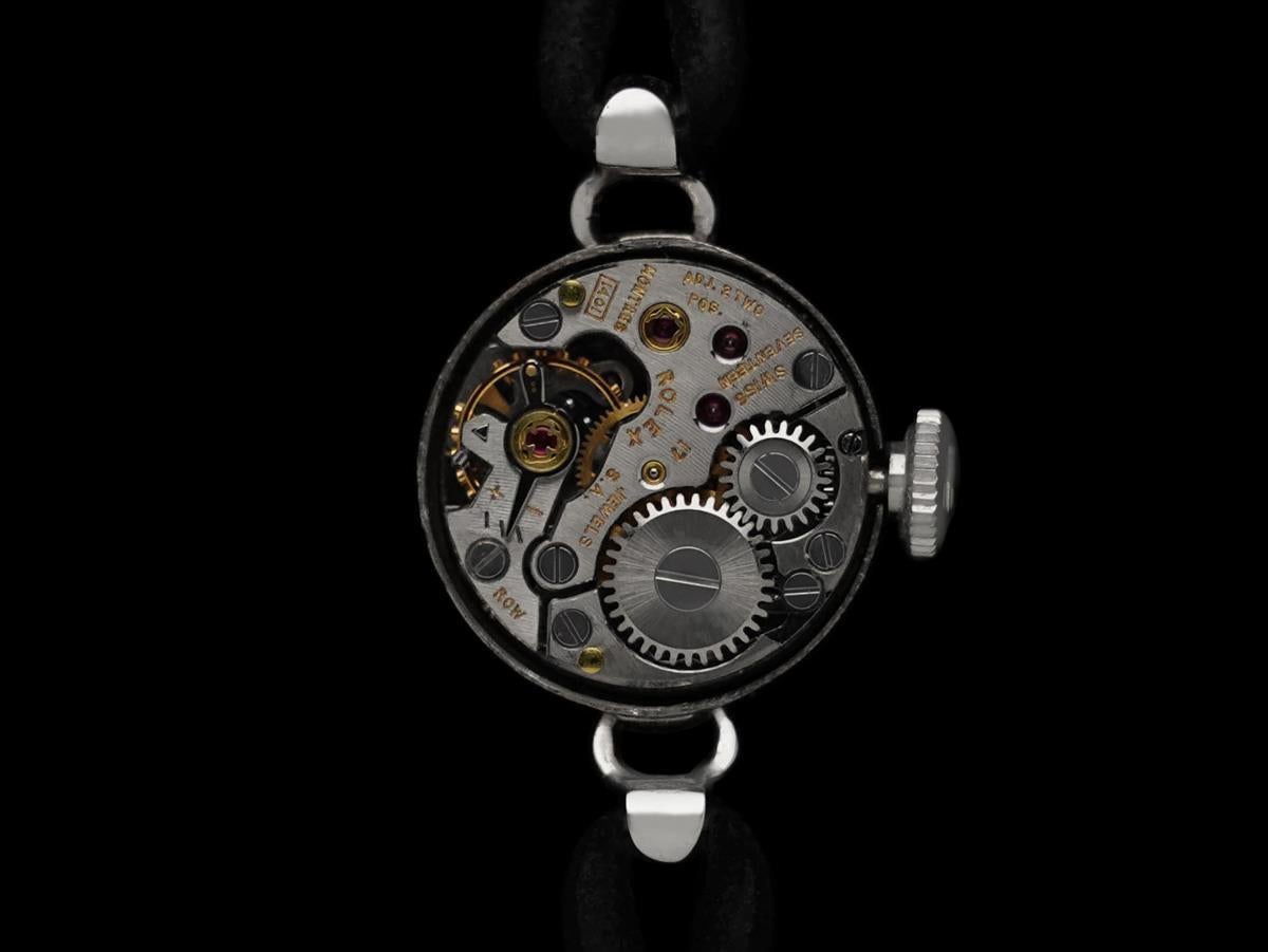 1960's Rolex Ladies 14K White Gold & Diamond Dress Watch For Sale 3