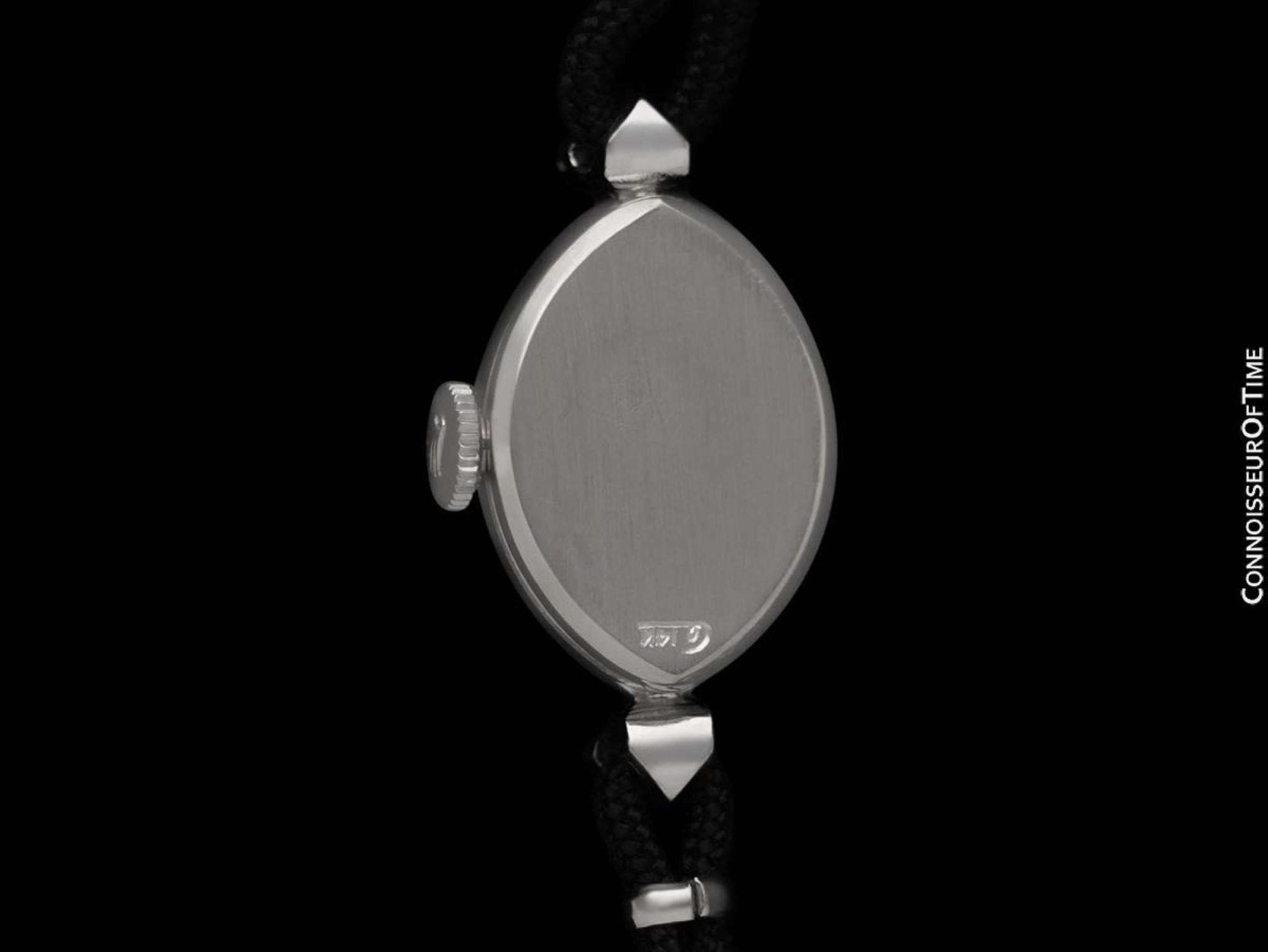 1960's Rolex Ladies Dress Watch, Silver Dial - 14K White Gold & Diamonds 2