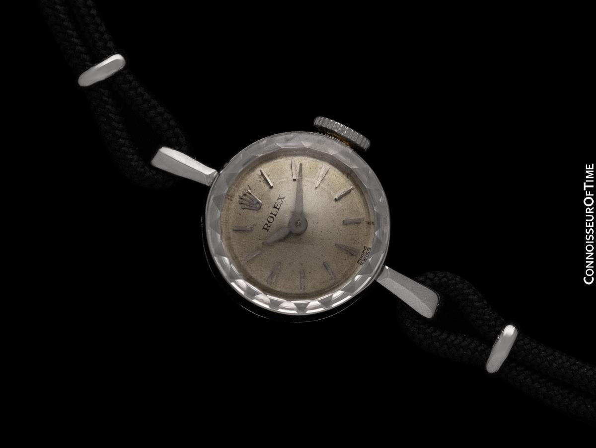 Reloj Rolex de señora de 1960, esfera plateada - Oro blanco de 14 quilates en Excelente estado para la venta en Suwanee, GA
