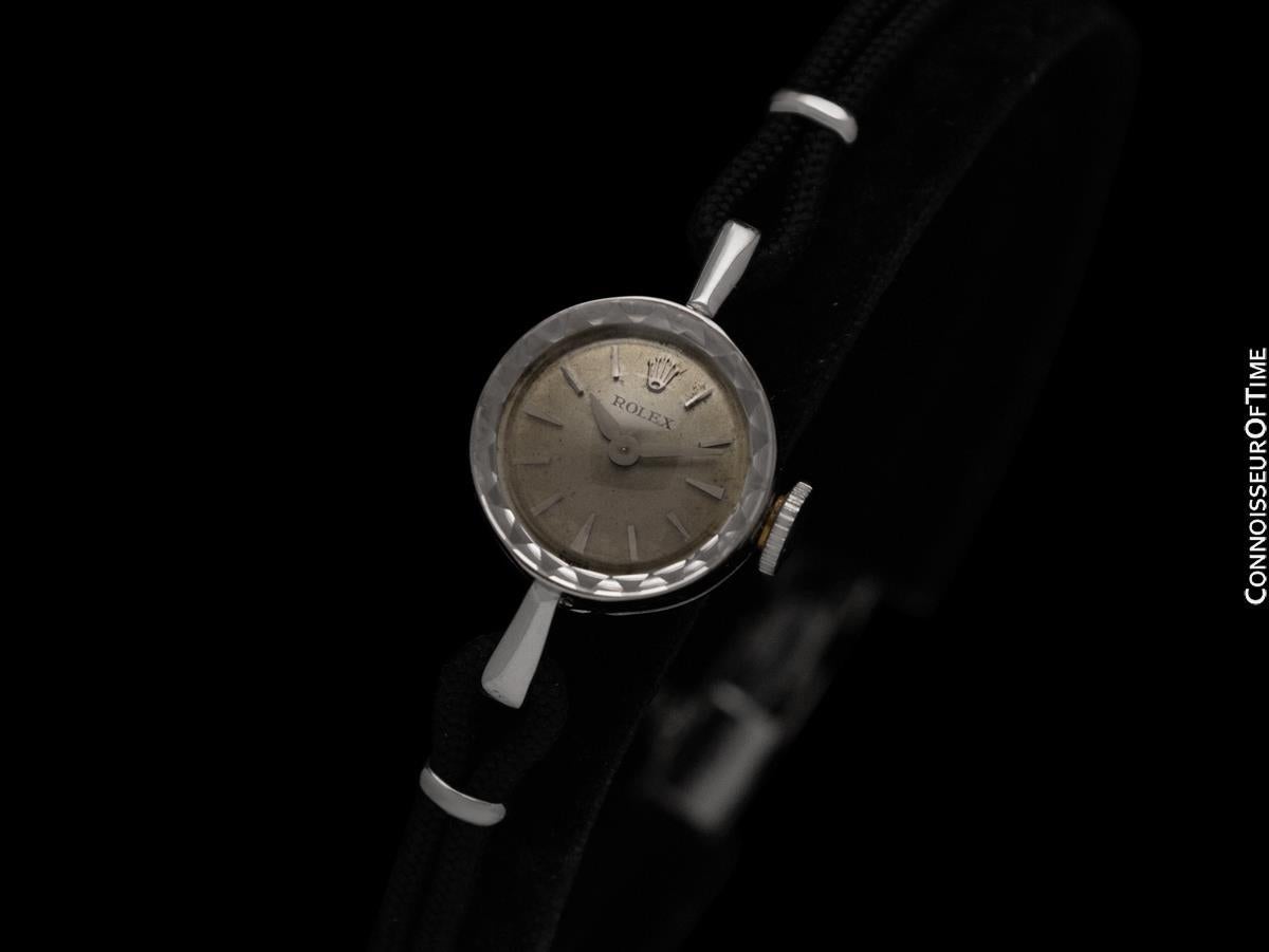 De las mujeres Reloj Rolex de señora de 1960, esfera plateada - Oro blanco de 14 quilates en venta