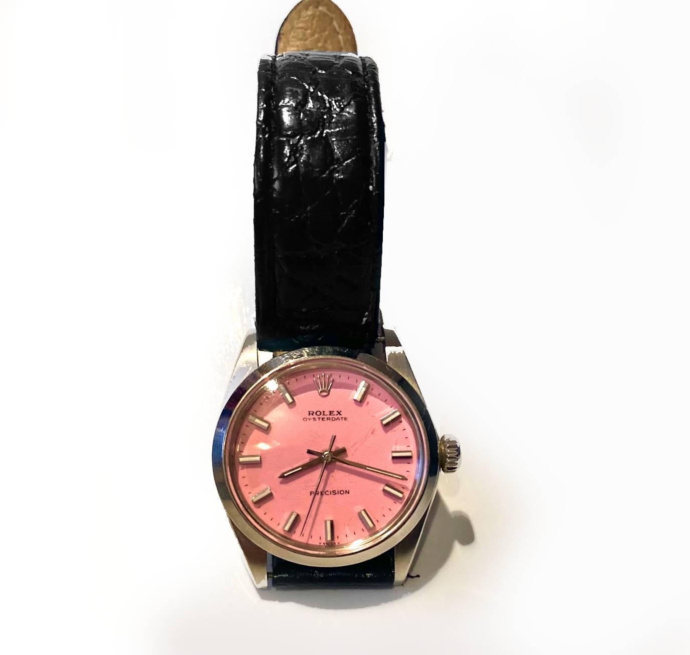 1960s Rolex OysterDate Precision Pink Stainless Steel Watch  4