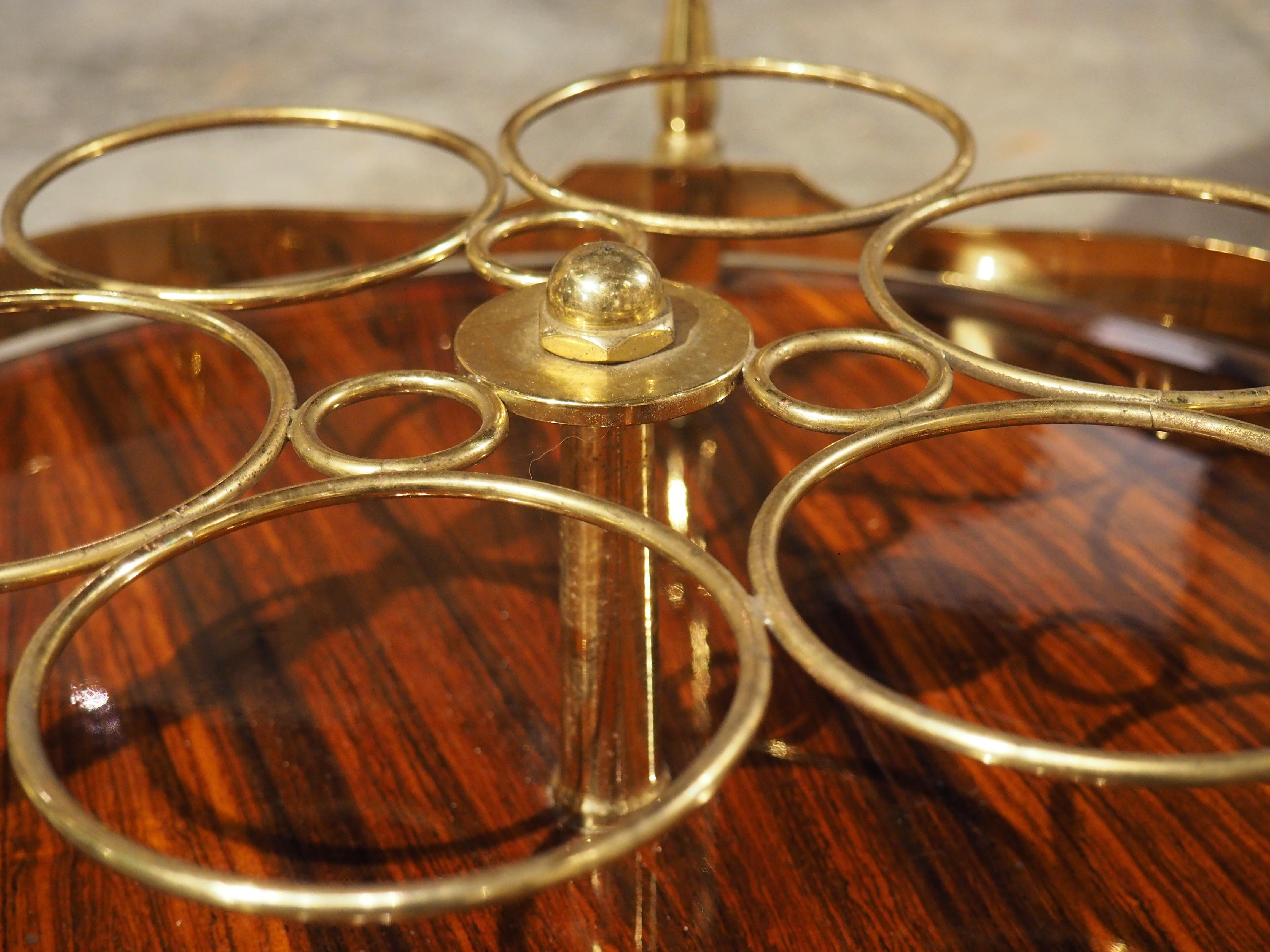1960s Rolling 2-Level Italian Bar Cart with 6 Bottle Holder 4
