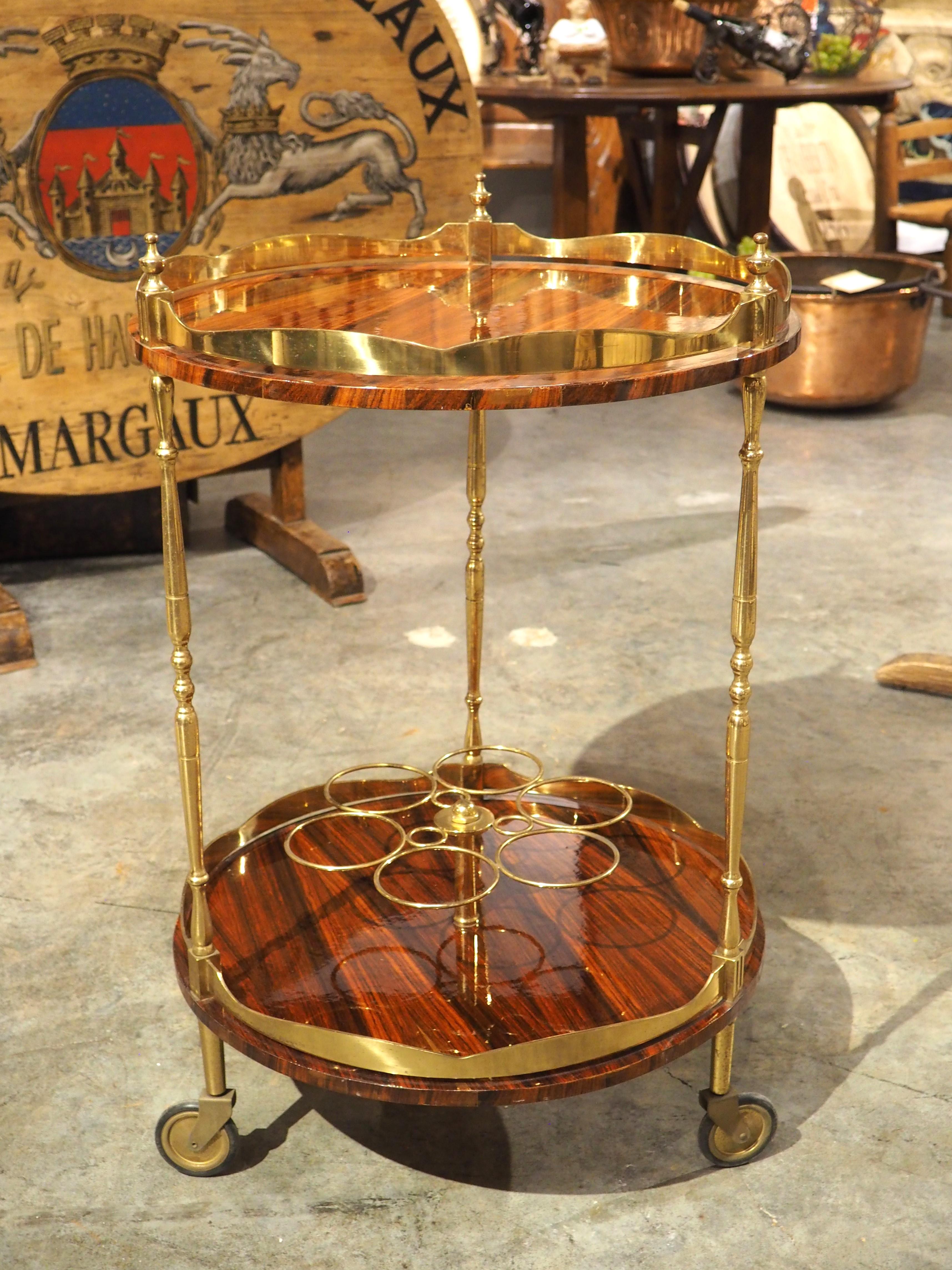 1960s Rolling 2-Level Italian Bar Cart with 6 Bottle Holder 8