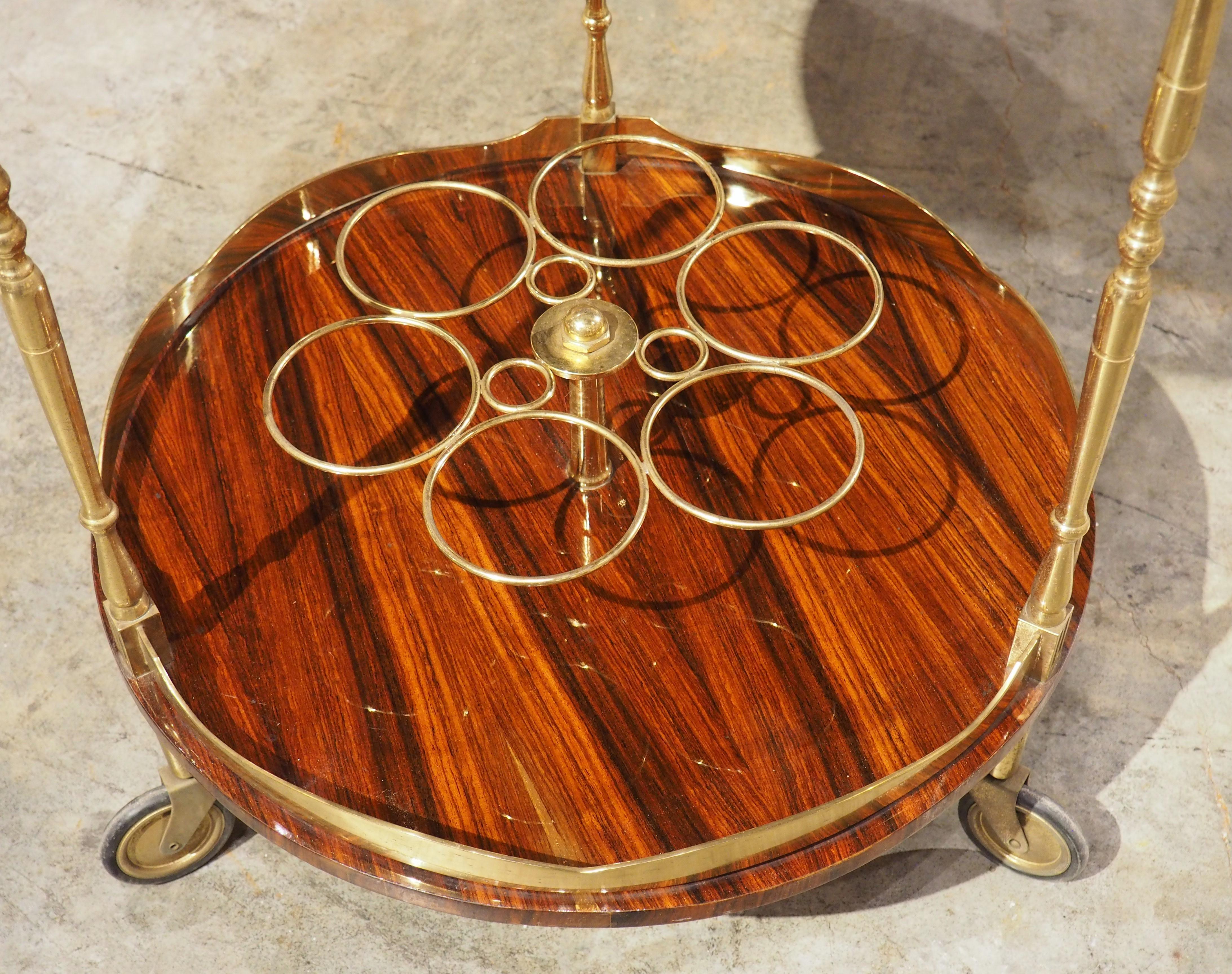 Metal 1960s Rolling 2-Level Italian Bar Cart with 6 Bottle Holder