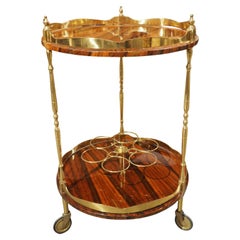 1960s Rolling 2-Level Italian Bar Cart with 6 Bottle Holder