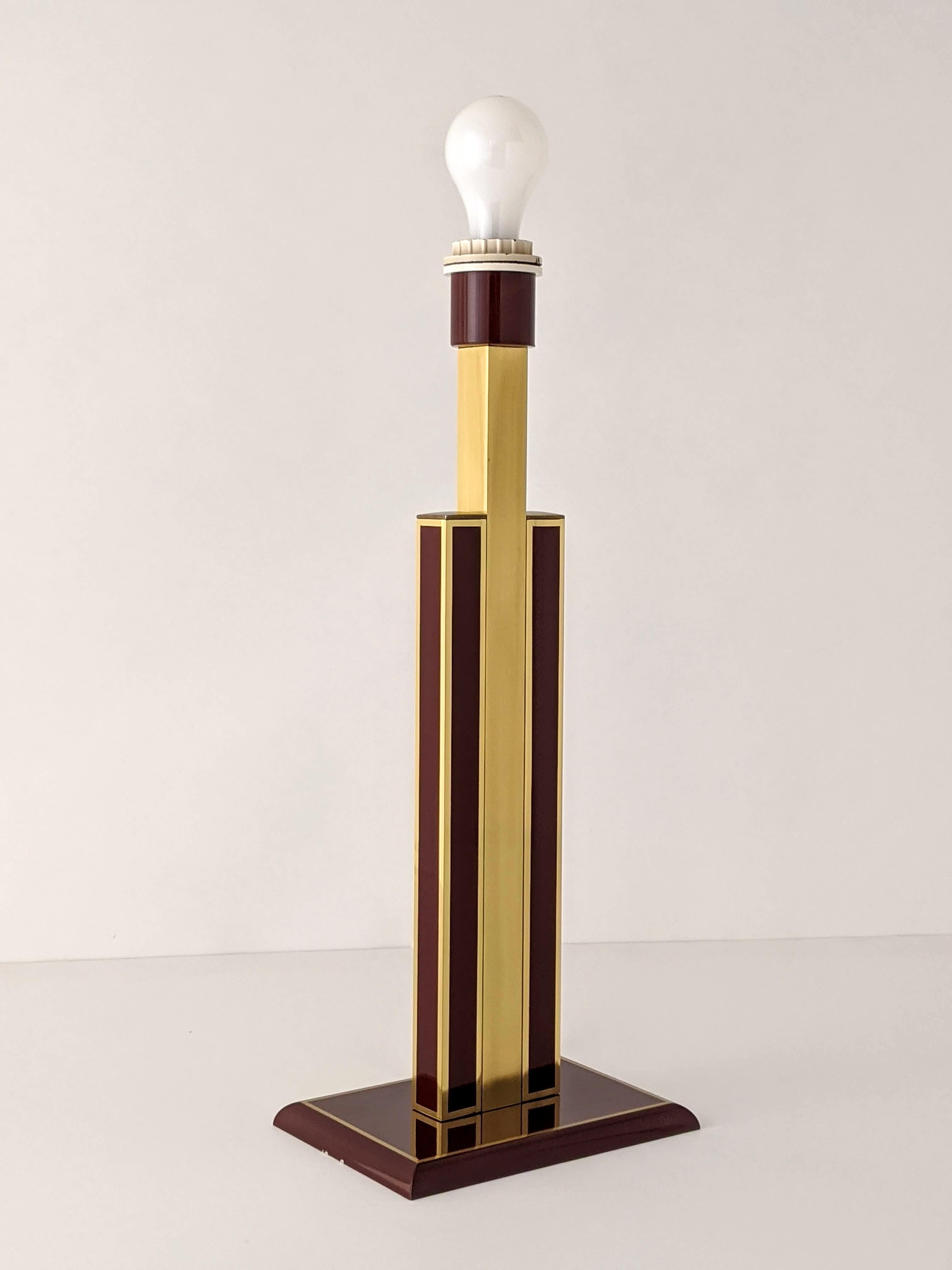 Lacquer 1960s Romeo Rega Brass Table Lamp, Italia For Sale