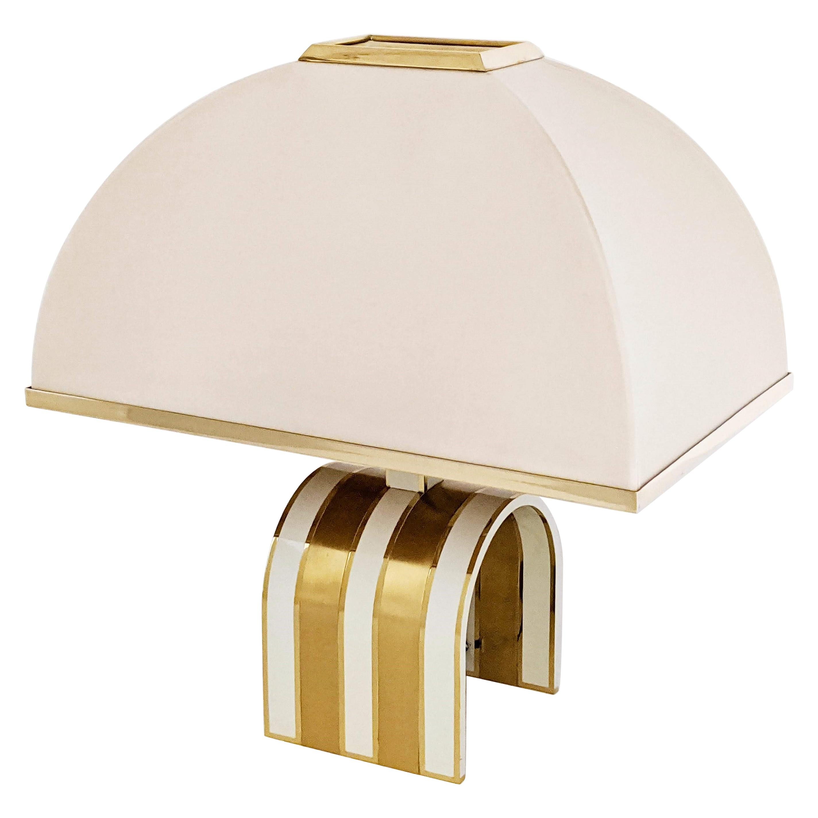 1960s Romeo Rega Solid Brass Table Lamp, Italia