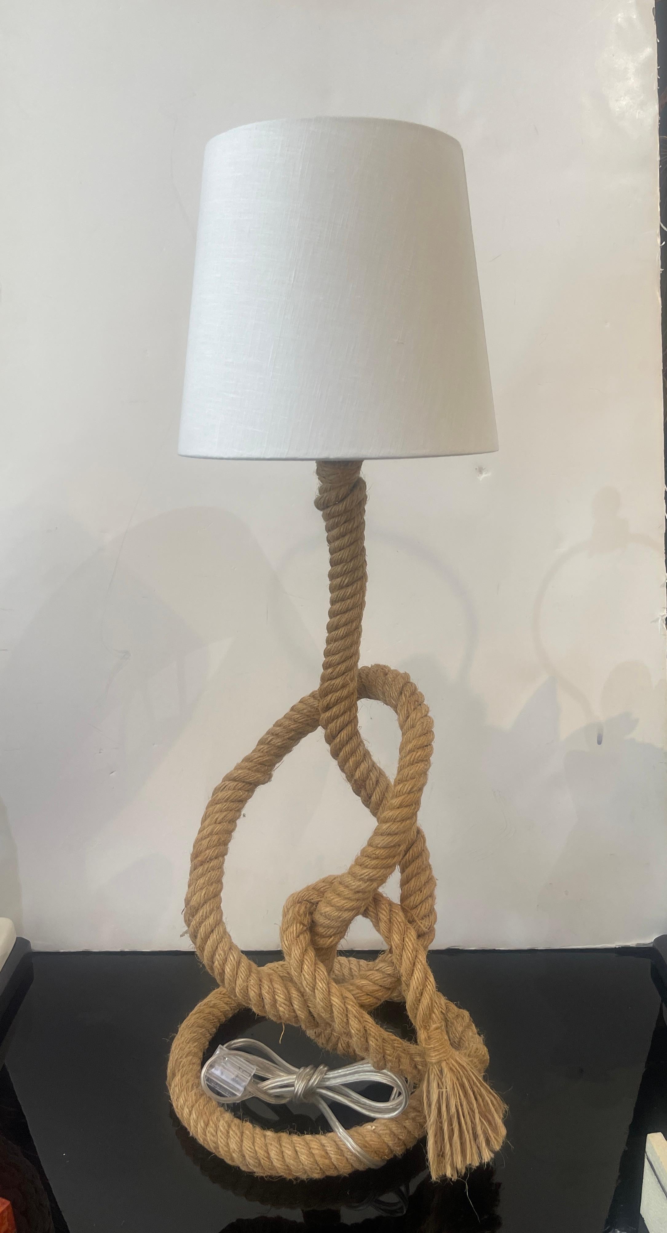 1960s,  Lámpara de mesa Rope de Audoux-Minet, Francia Moderno de mediados de siglo en venta